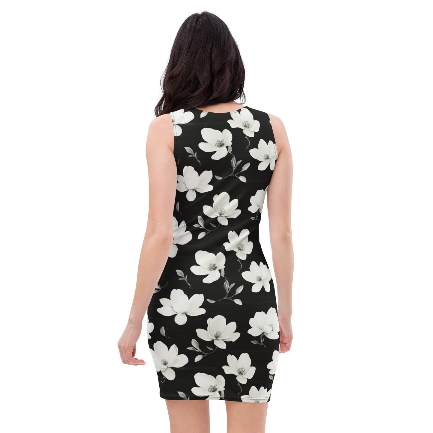 All Over Prints White Lotus Bodycon Dress