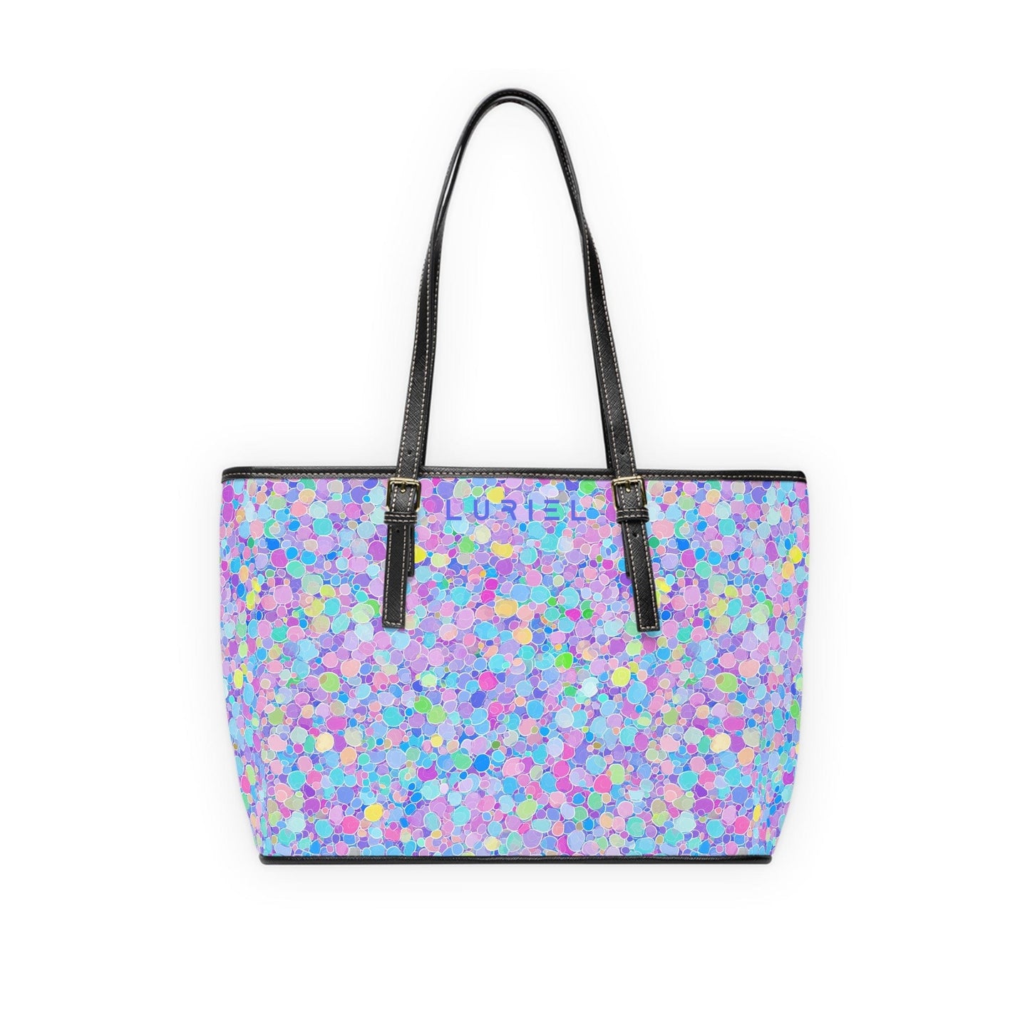 Bags 16" x 10" / Black Bubbles Women's Vegan Leather Tote Bag