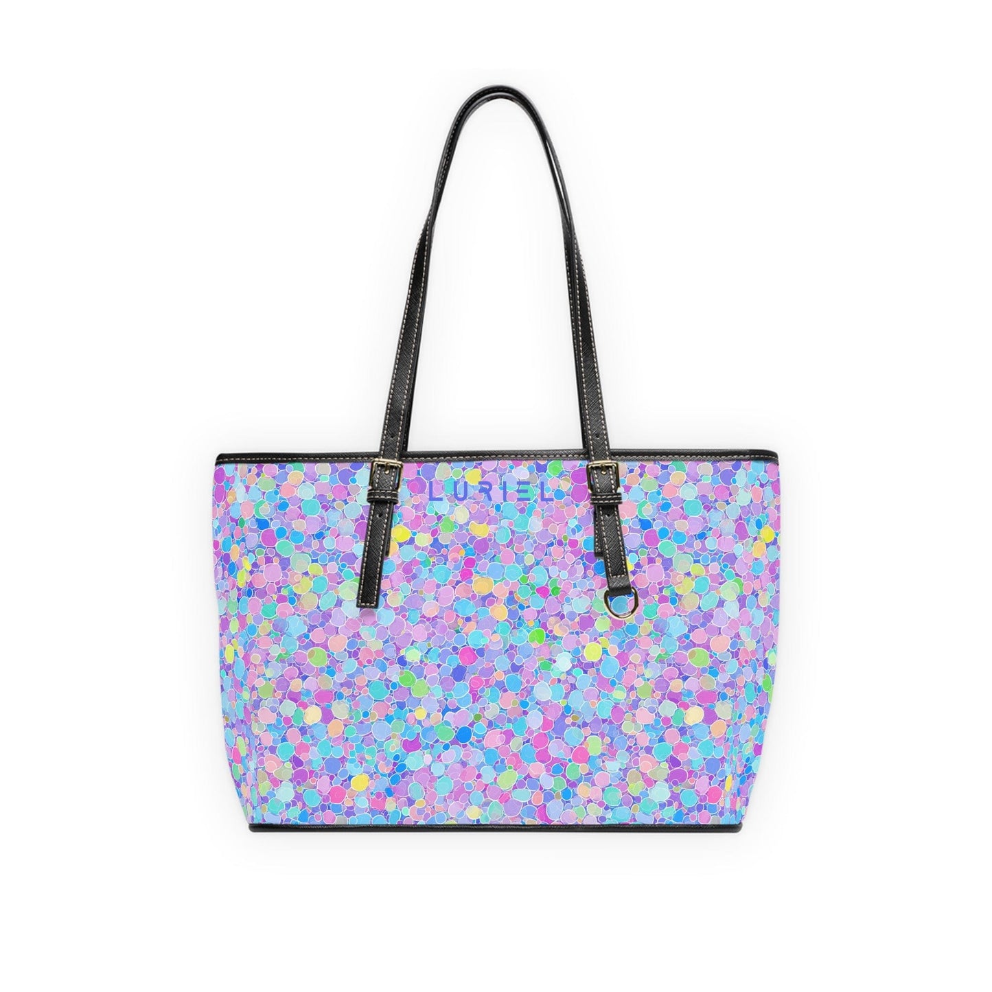 Bags 16" x 10" / Black Bubbles Women's Vegan Leather Tote Bag