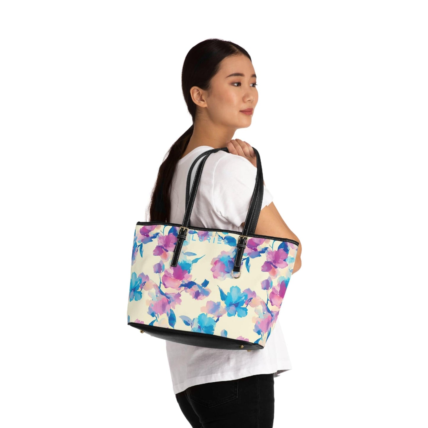 Bags 16" x 10" / Black Creme Glacee Women's Vegan Leather Tote Bag