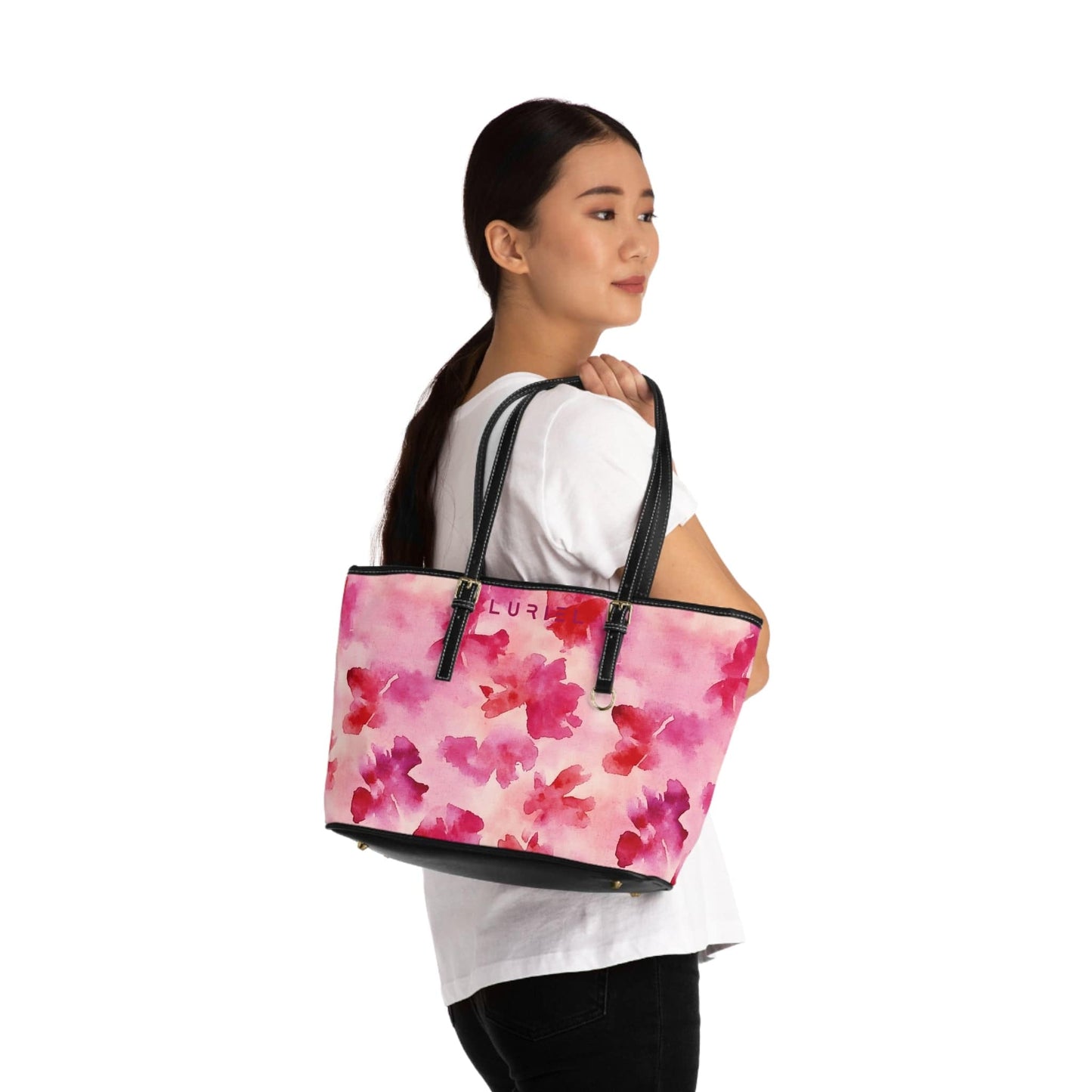 Bags 16" x 10" / Black Eau de Flower Women's Vegan Leather Tote Bag