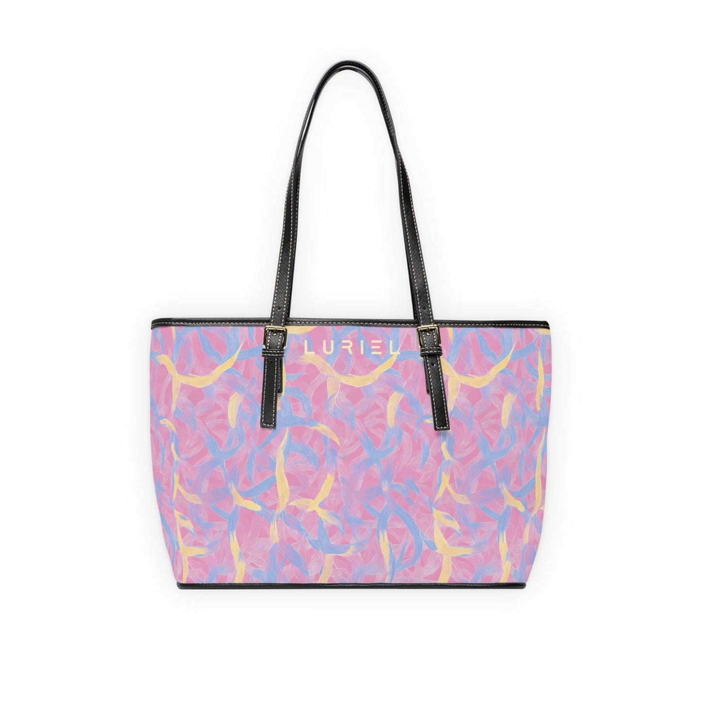 Bags 16" x 10" / Black Pastel Confetti Women's Vegan Leather Tote Bag