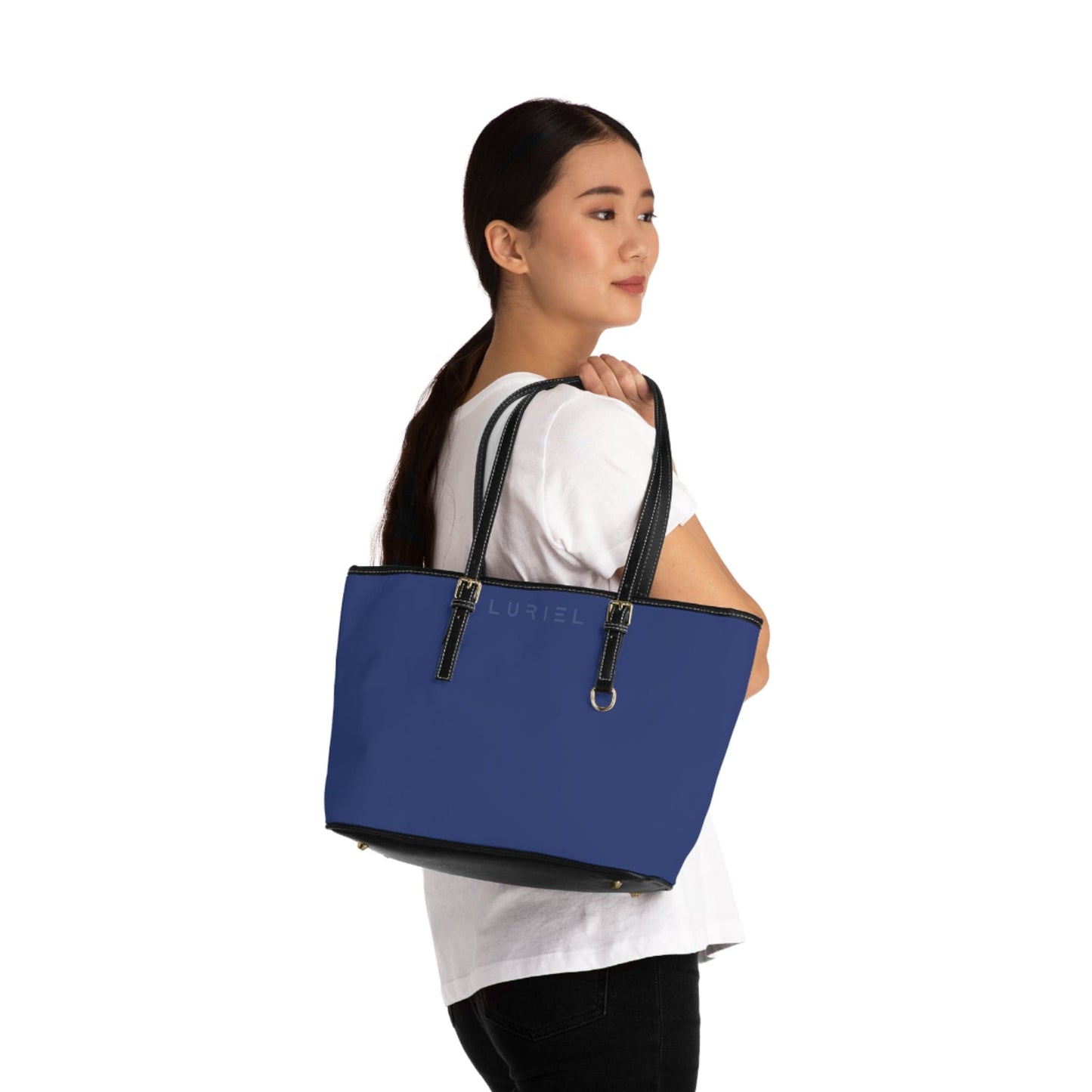 Bags 16" x 10" / Black Rhino Grey Blue Women's Vegan Leather Tote Bag