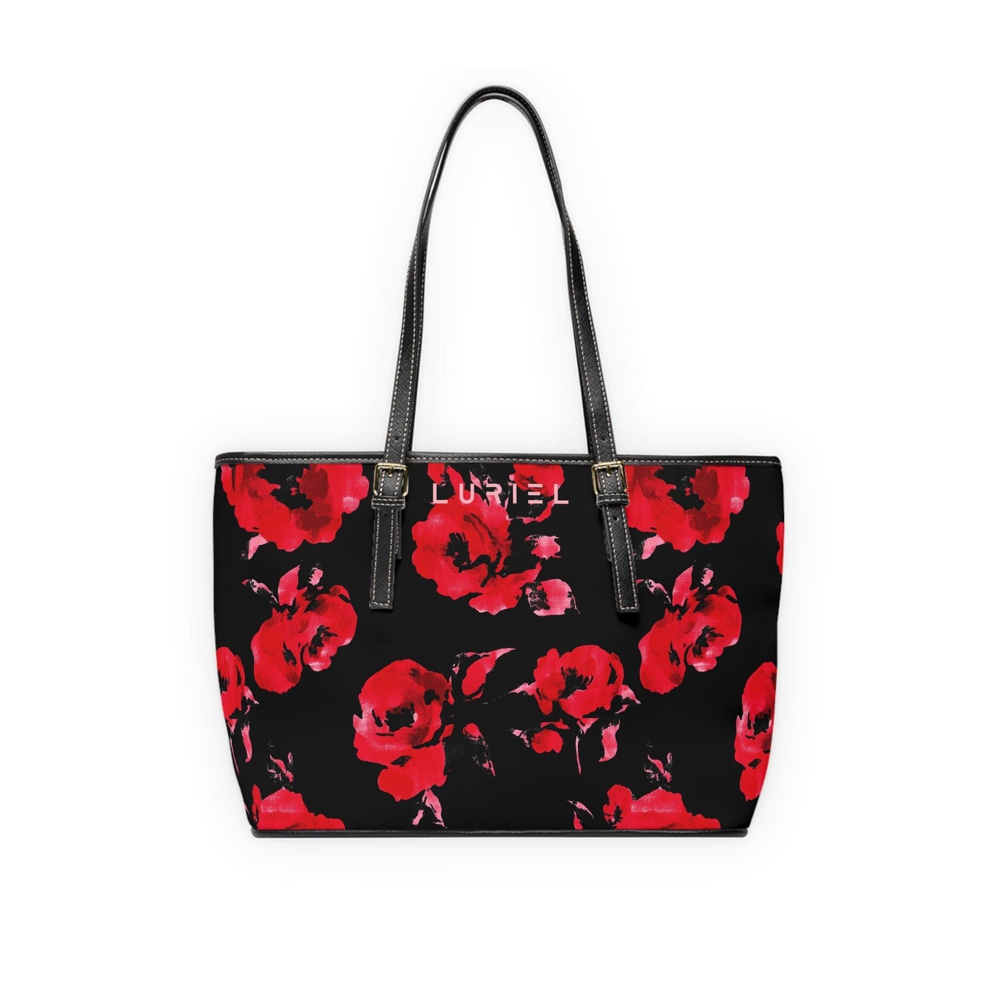 Bags 16" x 10" / Black Roses Women's Vegan Leather Tote Bag
