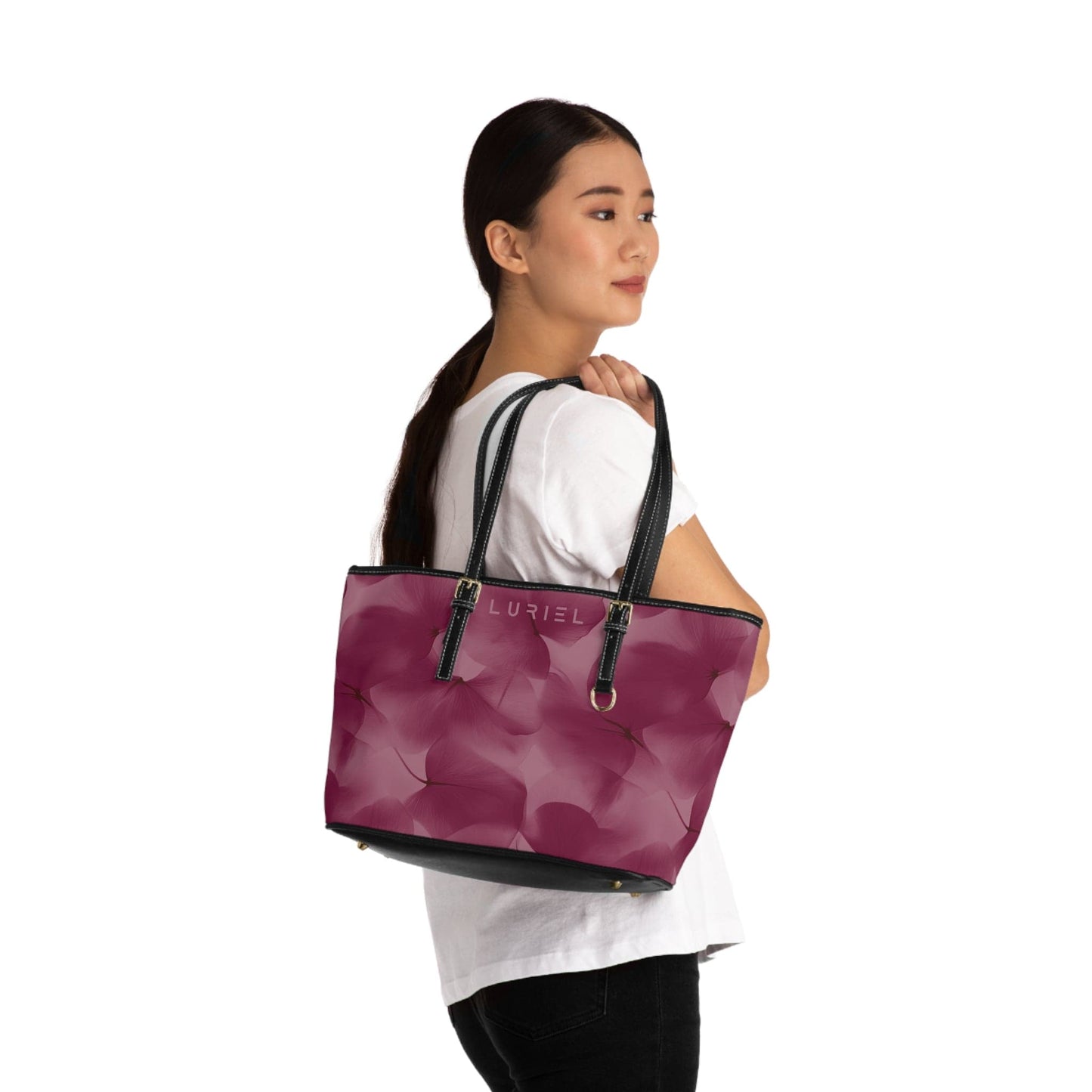Bags 16" x 10" / Black Subtle Harmony Women's Vegan Leather Tote Bag