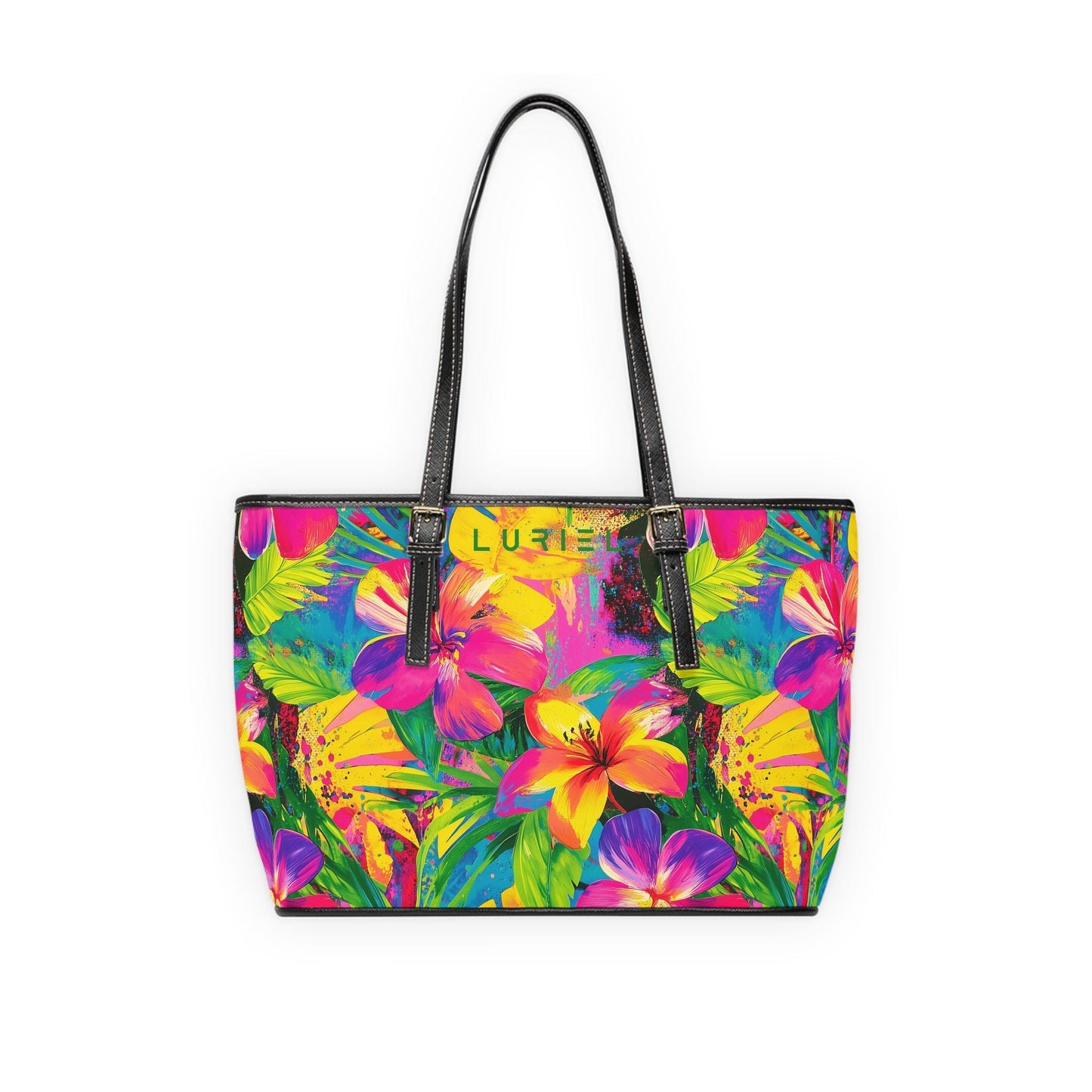Bags 16" x 10" / Black Tropical Beauty Women's Vegan Leather Tote Bag