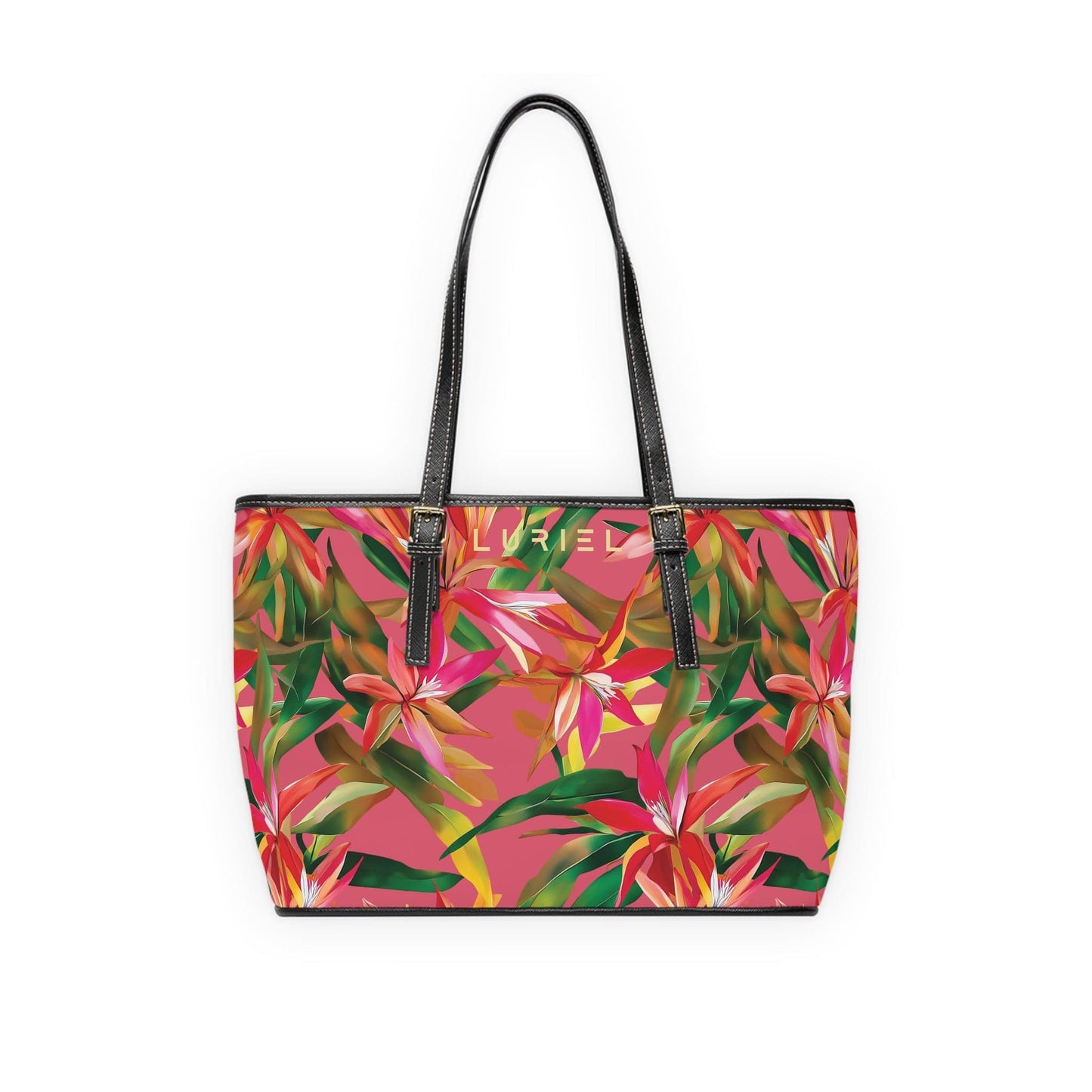 Bags 16" x 10" / Black Tropical Scent Women's Vegan Leather Tote Bag