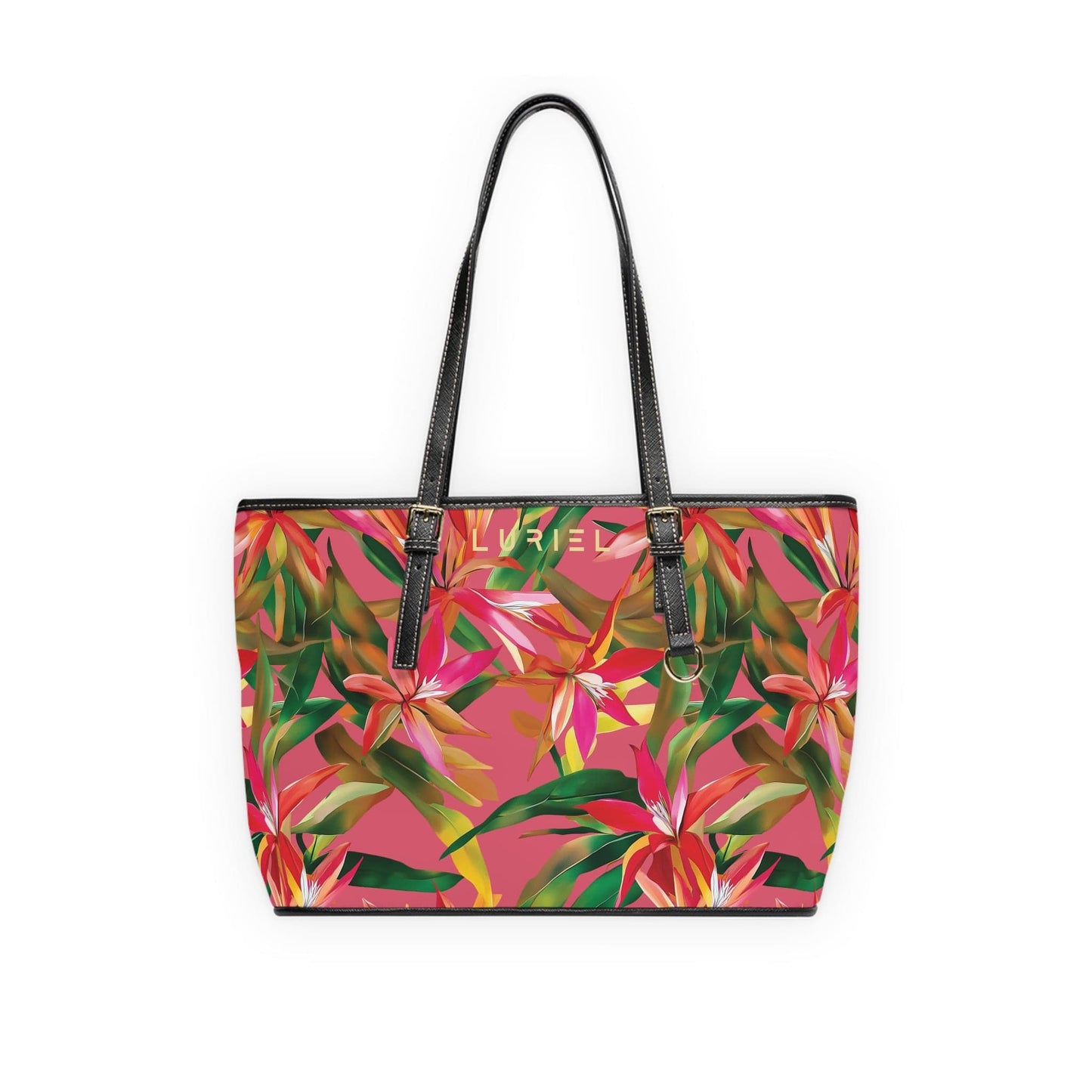 Bags 16" x 10" / Black Tropical Scent Women's Vegan Leather Tote Bag