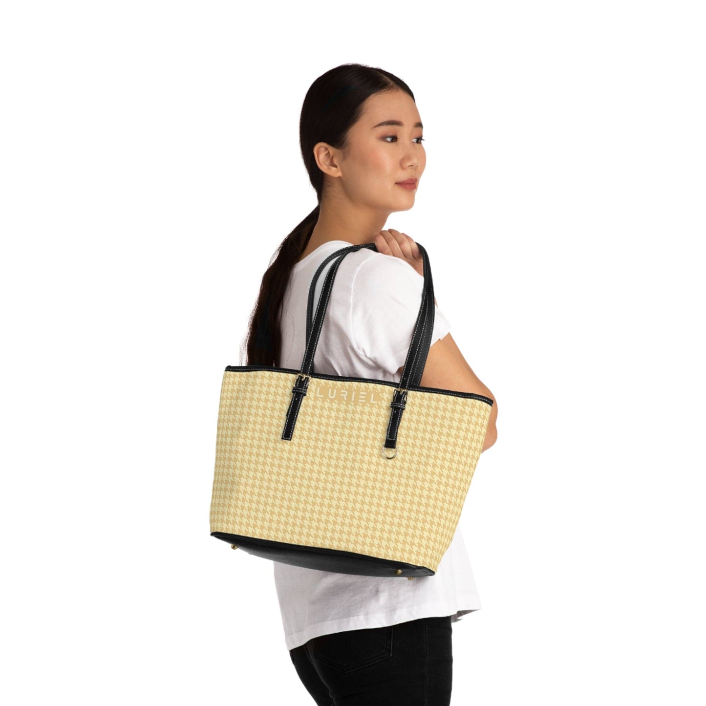 Bags 16" x 10" / Black Venice In May II Women's Vegan Leather Tote Bag