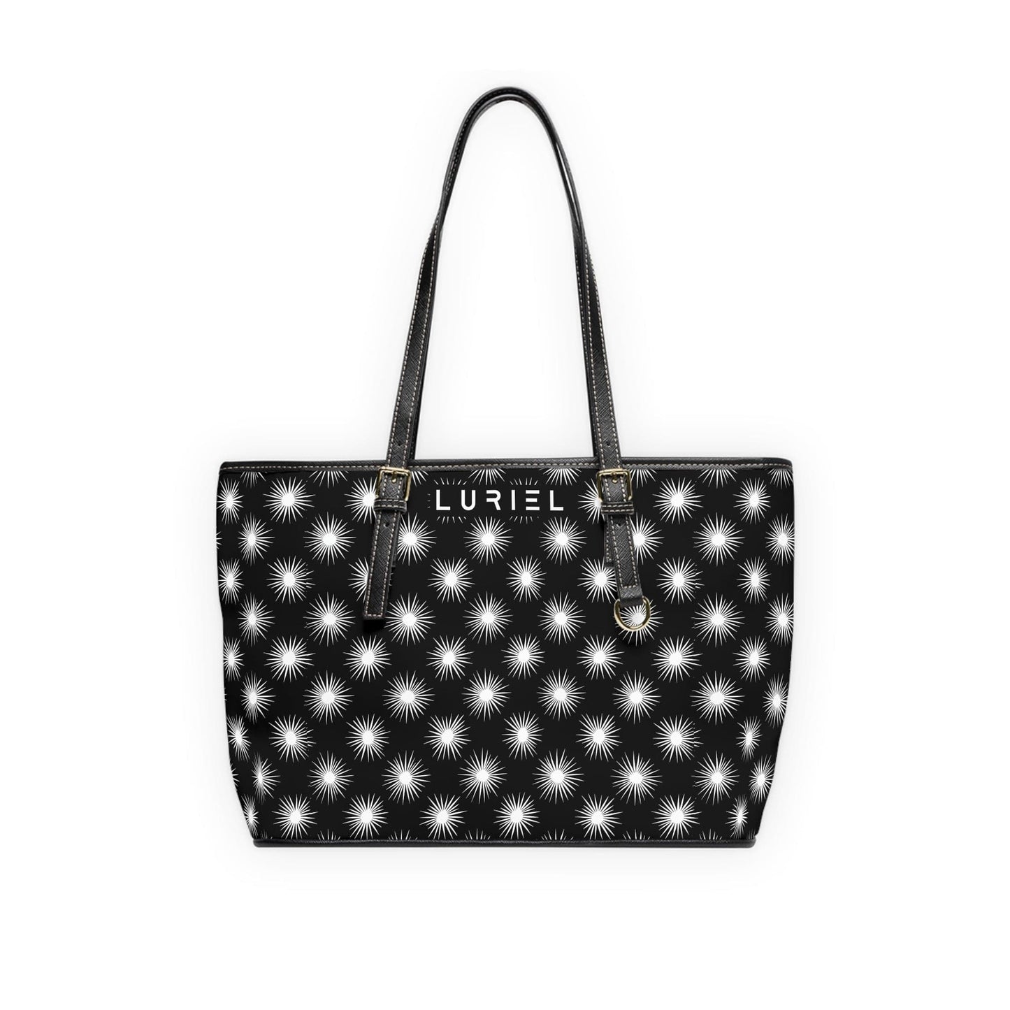 Bags 16" x 10" / Black White Suns Women's Vegan Leather Tote Bag