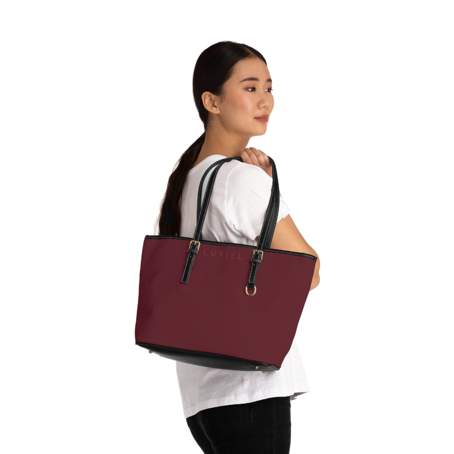 Bags 16" x 10" / Black Wine Berry Women's Vegan Leather Tote Bag