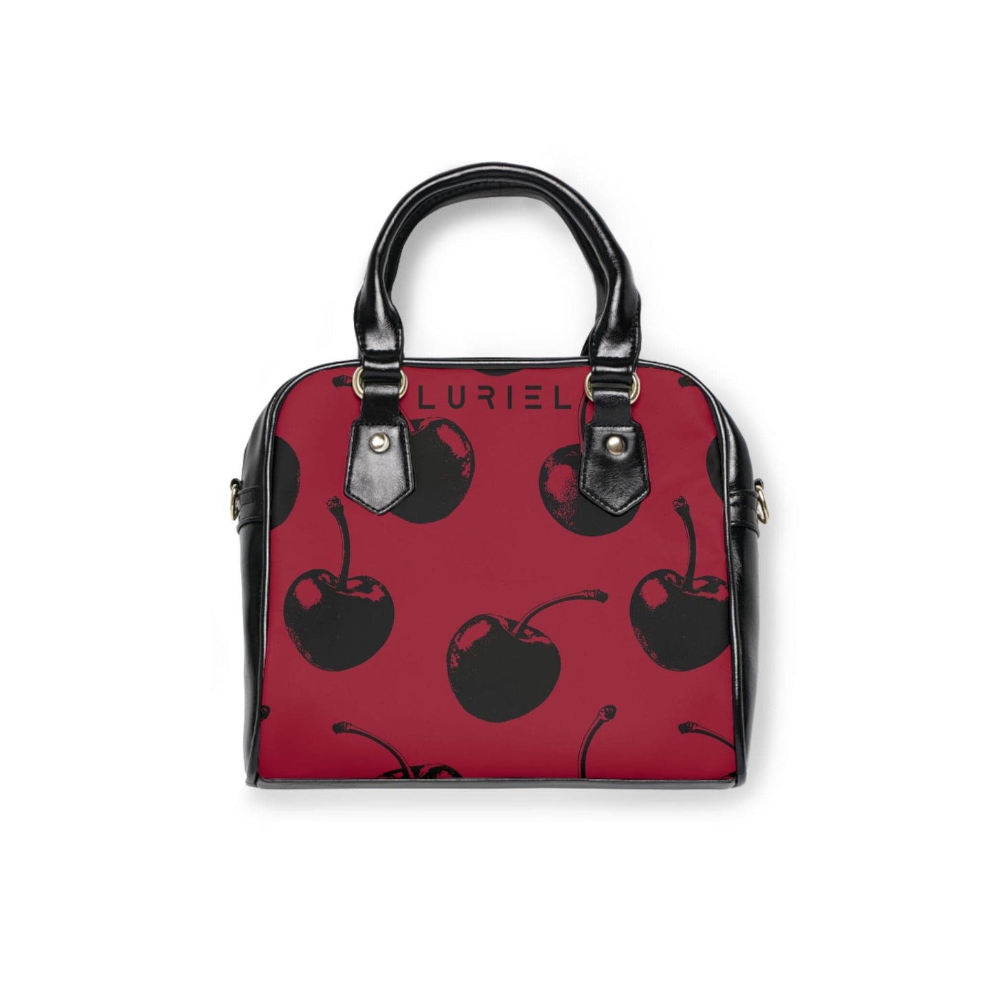 Bags 9.45" x 8.27" / Black Cherries Women's Vegan Leather Shoulder Bag