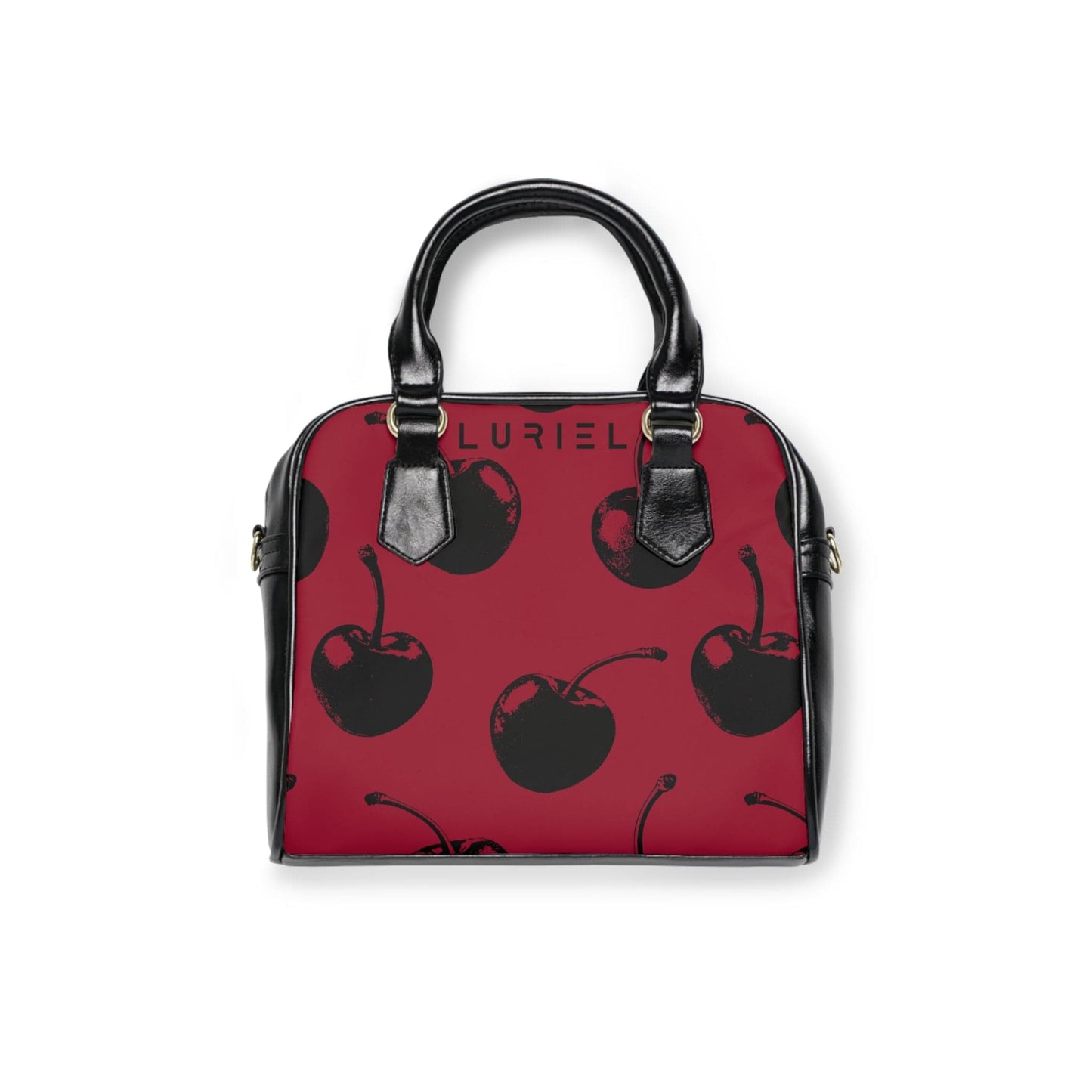 Bags 9.45" x 8.27" / Black Cherries Women's Vegan Leather Shoulder Bag