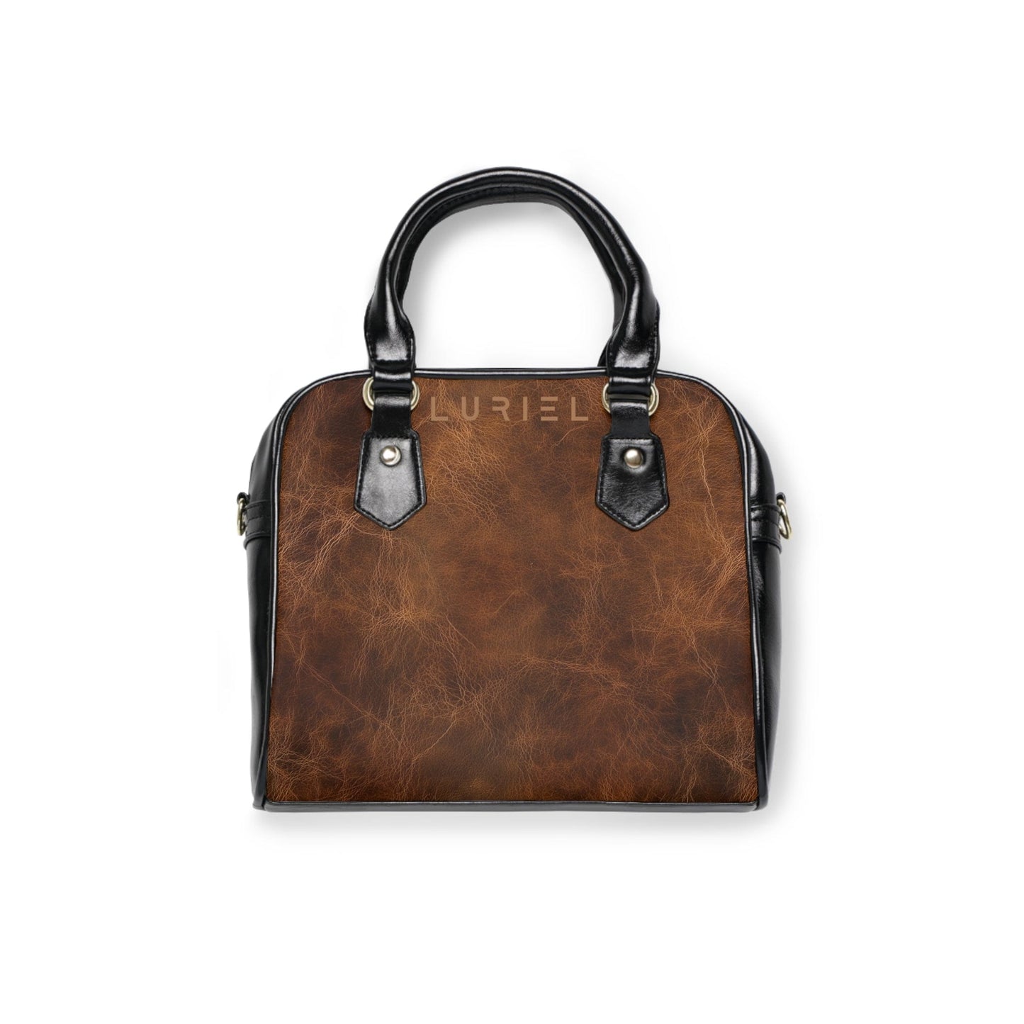 Bags 9.45" x 8.27" / Black Chestnut Brown Aged Leather Women's Vegan Leather Shoulder Bag