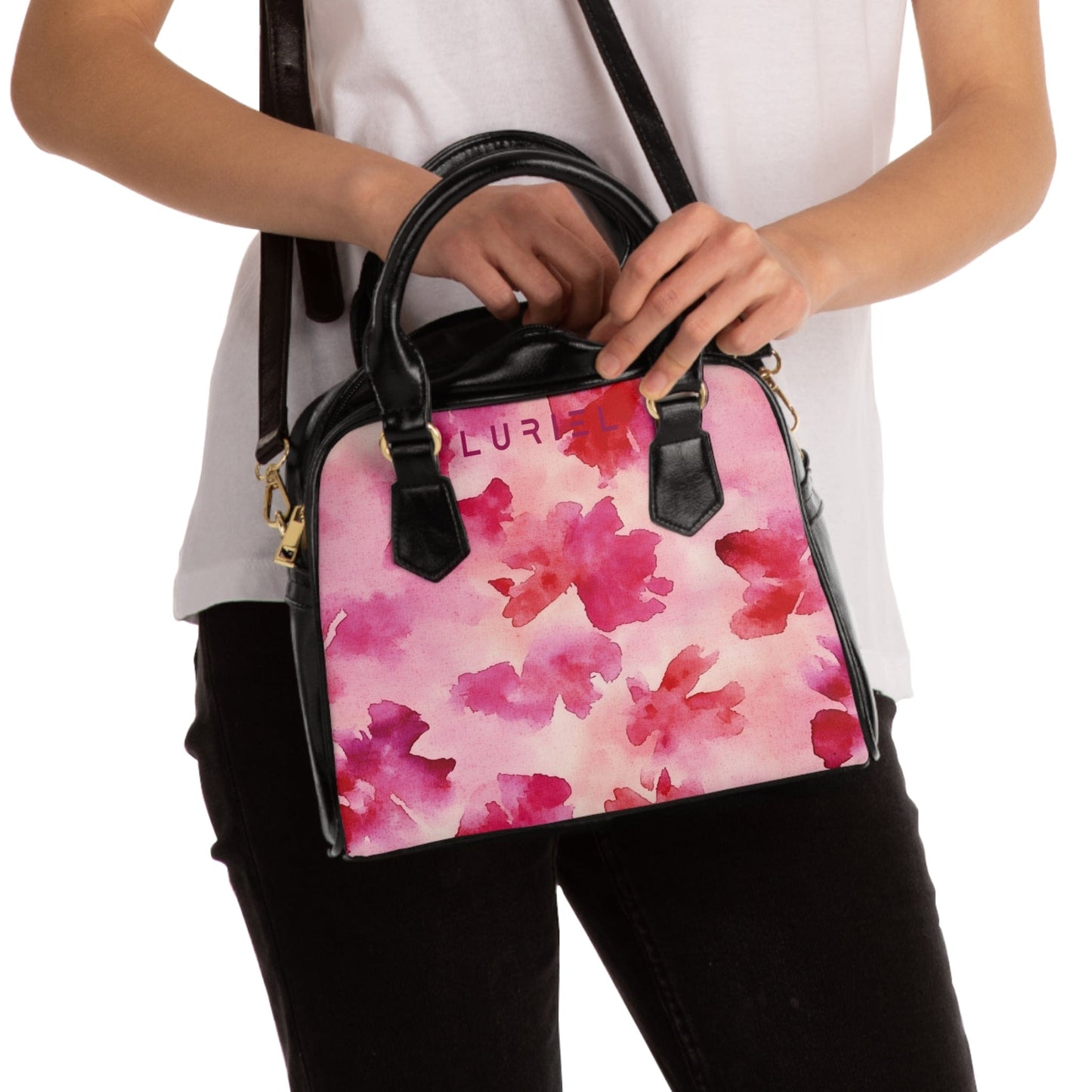 Bags 9.45" x 8.27" / Black Eau de Flower Women's Vegan Leather Shoulder Bag