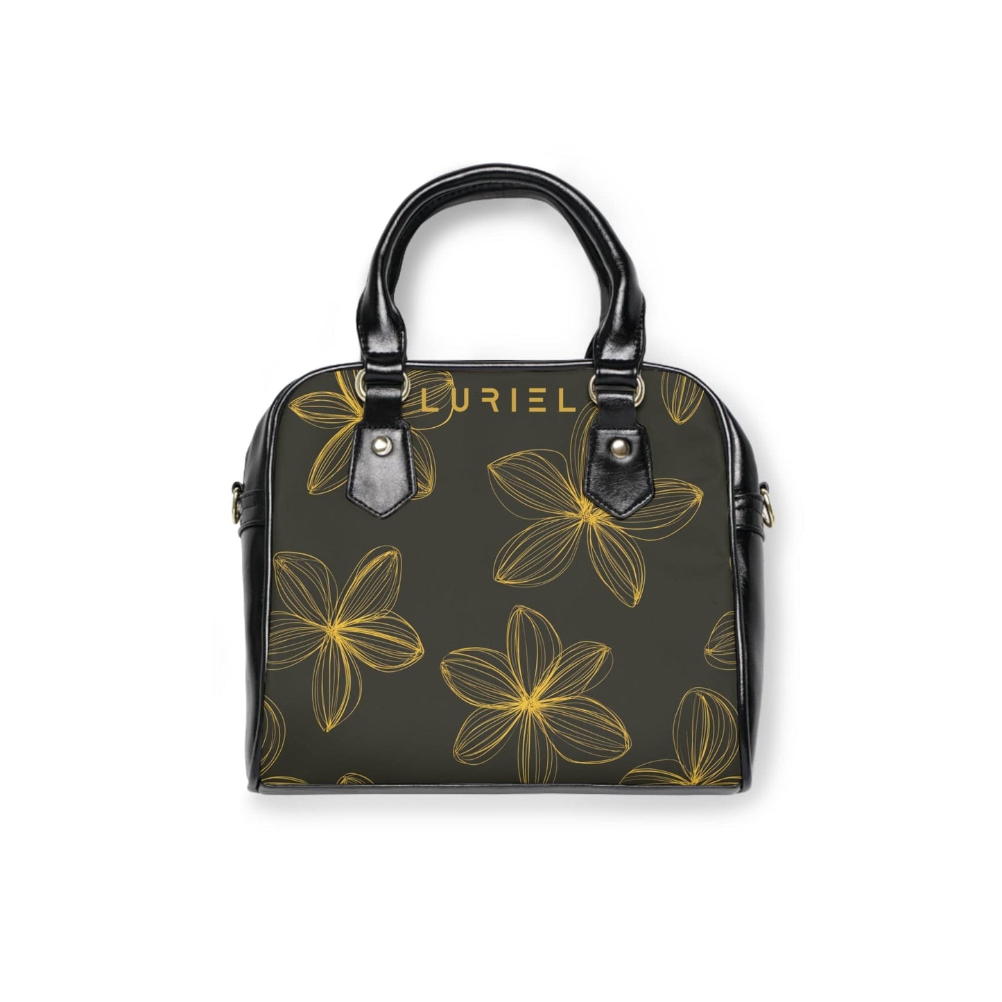 Bags 9.45" x 8.27" / Black Floral Aesthetic Women's Vegan Leather Shoulder Bag