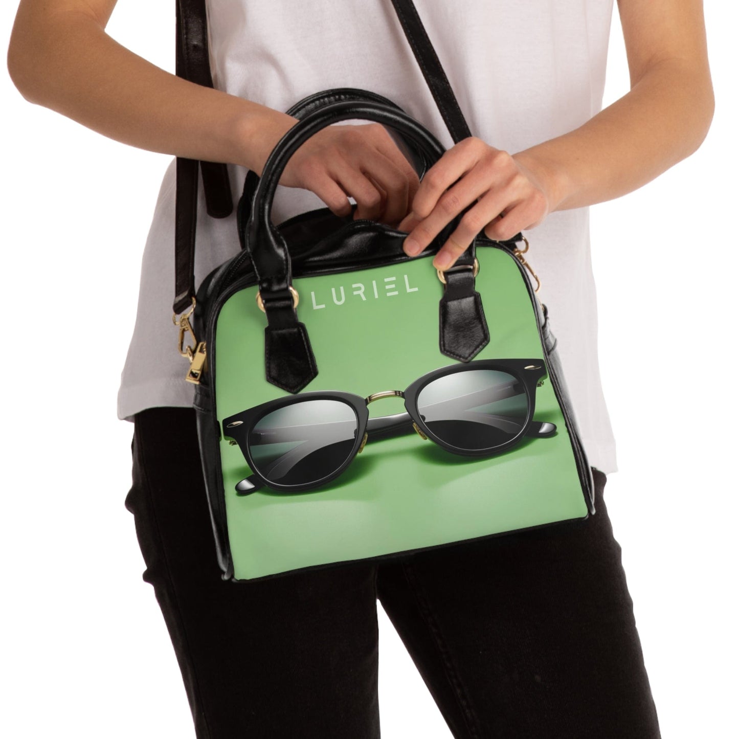 Bags 9.45" x 8.27" / Black Little Green Bag Women's Vegan Leather Shoulder Bag