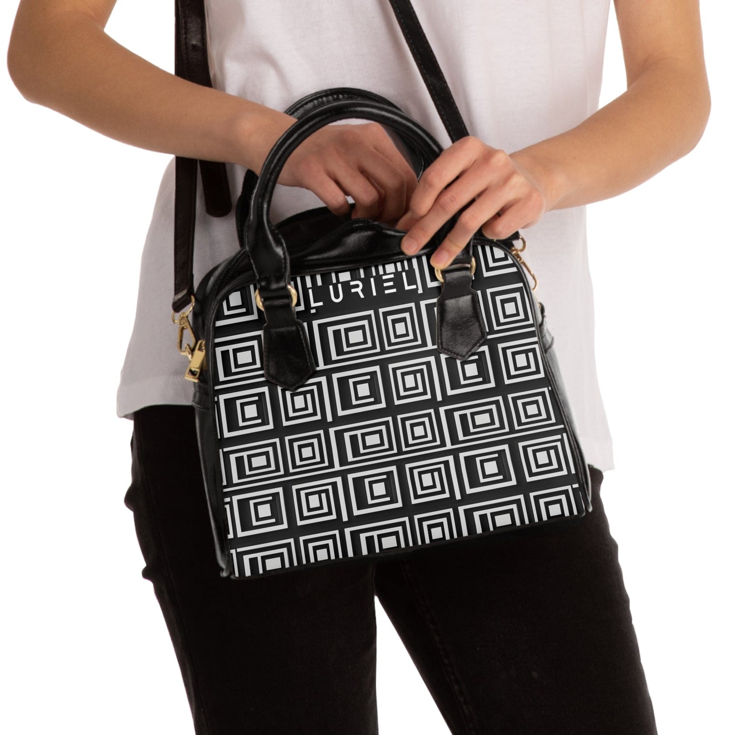 Bags 9.45" x 8.27" / Black Made in Milan Women's Vegan Leather Shoulder Bag