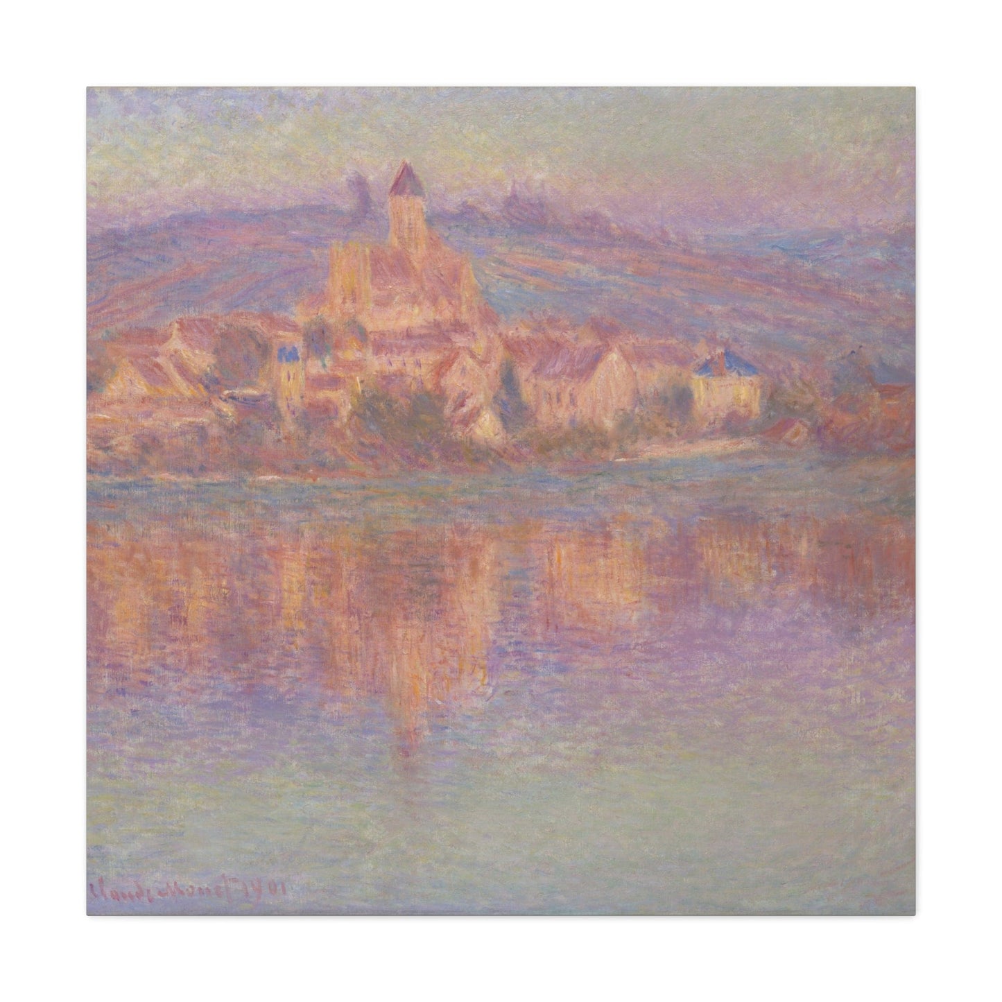 Bedroom Art Canvas 36" x 36" / 1.25" Vétheuil by Claude Monet, Stretched Matte Canvas