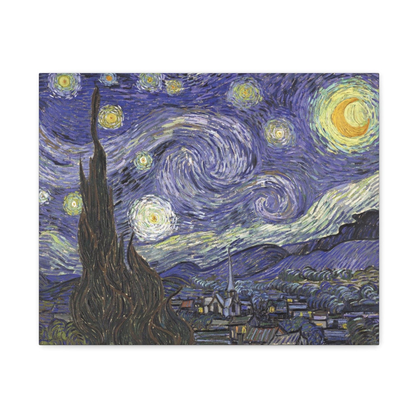 Canvas 20″ x 16″ (Horizontal) / 1.25" Starry Night by Vincent Van Gogh, Stretched Matte Canvas