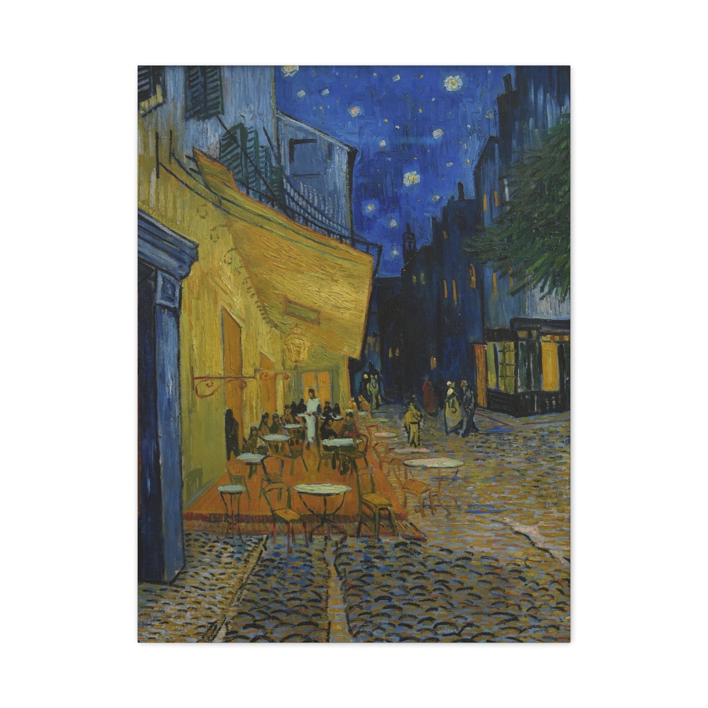 Canvas 24" x 32" (Vertical) / 1.25" Café Terrace at Night by Van Gogh, Stretched Matte Canvas