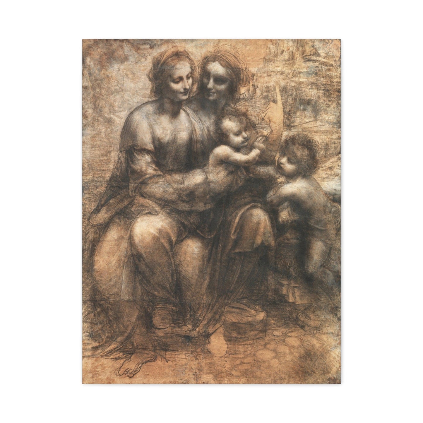 Canvas 24" x 32" (Vertical) / 1.25" Leonardo da Vinci's The Leonardo Cartoon (1499–1500), Stretched Matte Canvas