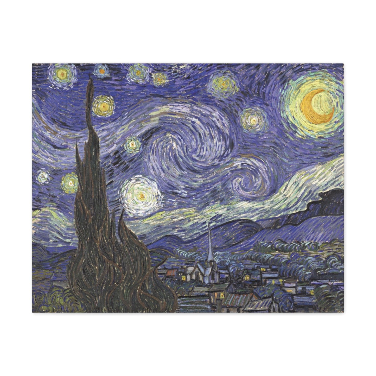 Canvas 30" x 24" (Horizontal) / 1.25" Starry Night by Vincent Van Gogh, Stretched Matte Canvas