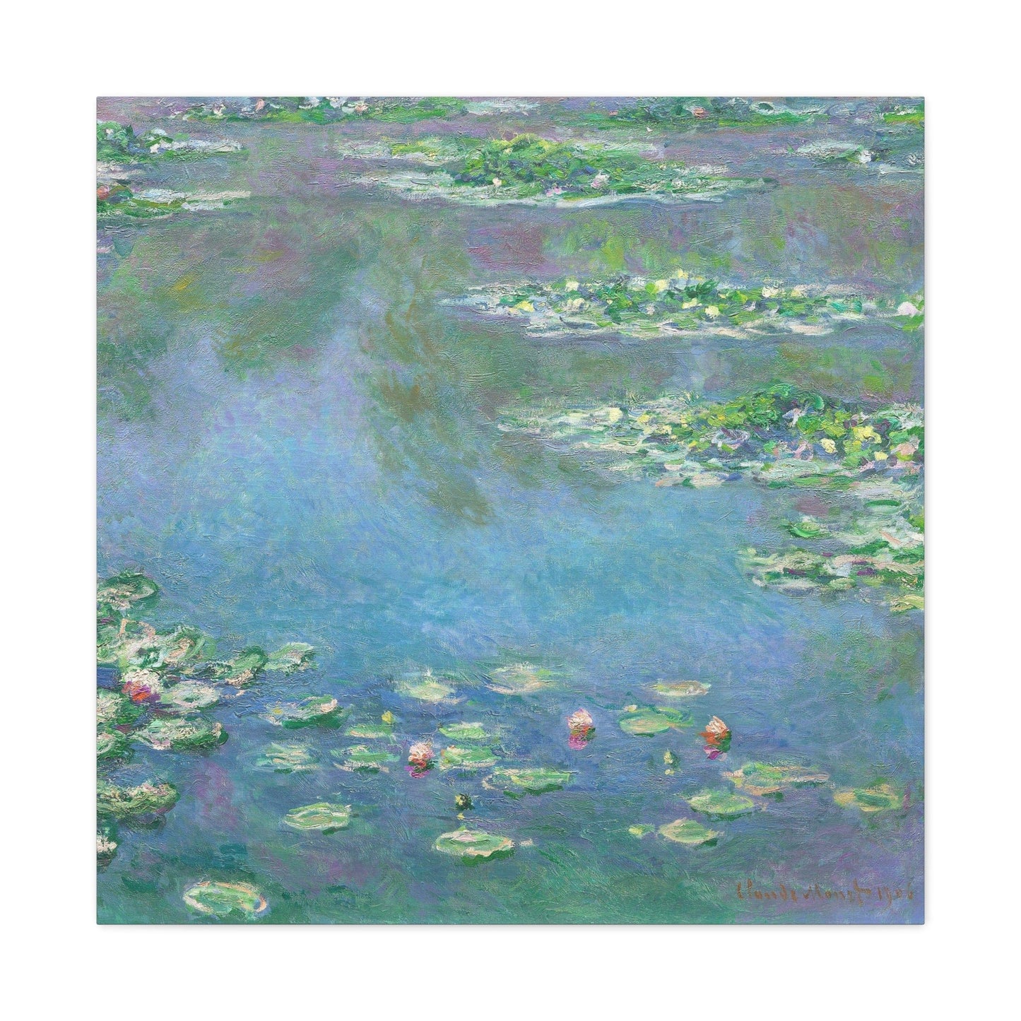 Canvas 30″ x 30″ / 1.25" Water Lilies by Claude Monet, Stretched Matte Canvas