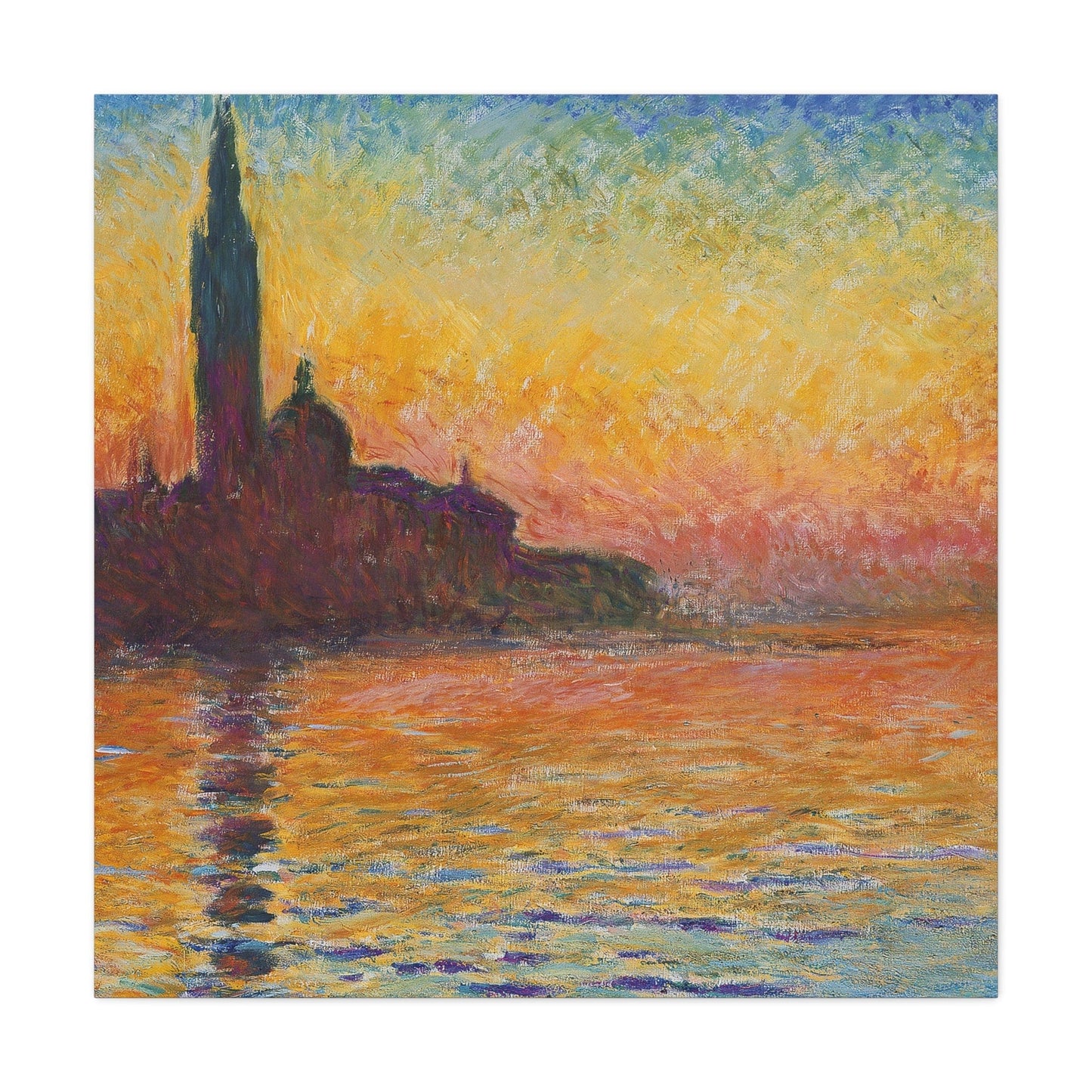 Canvas 36" x 36" / 1.25" San Giorgio Maggiore at Dusk by Claude Monet, Stretched Matte Canvas