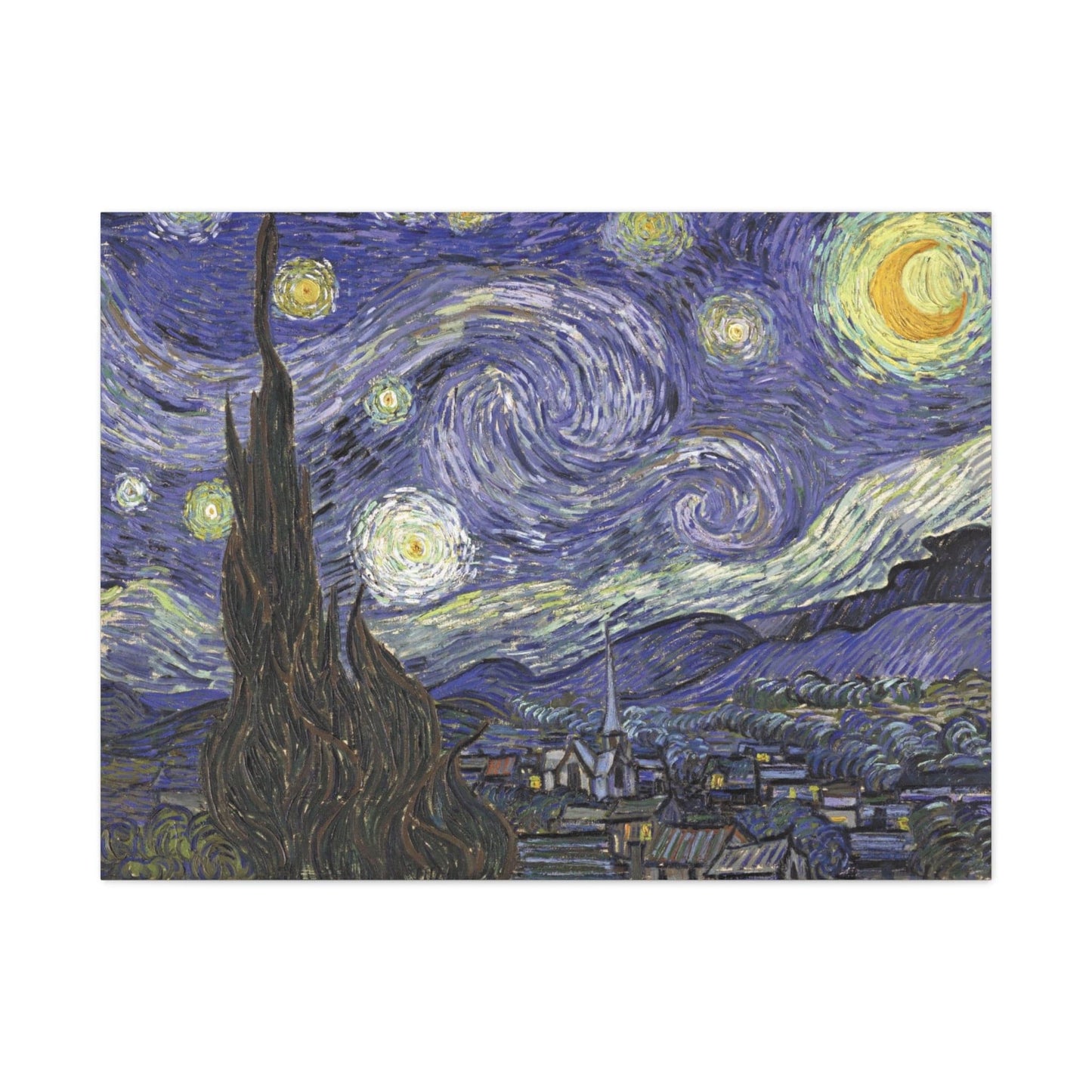 Canvas 40" x 30" (Horizontal) / 1.25" Starry Night by Vincent Van Gogh, Stretched Matte Canvas