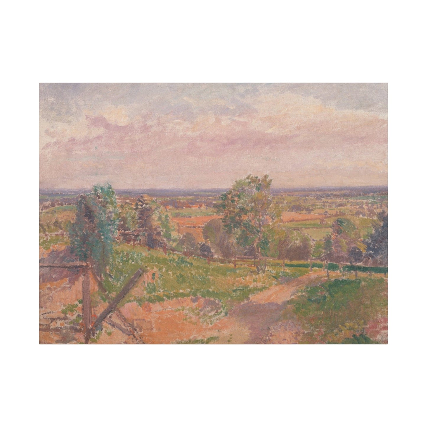 Canvas 48" x 36" (Horizontal) / 1.25" An Extensive Landscape in Yorkshire by Spencer Frederick Gore, Stretched Matte Canvas