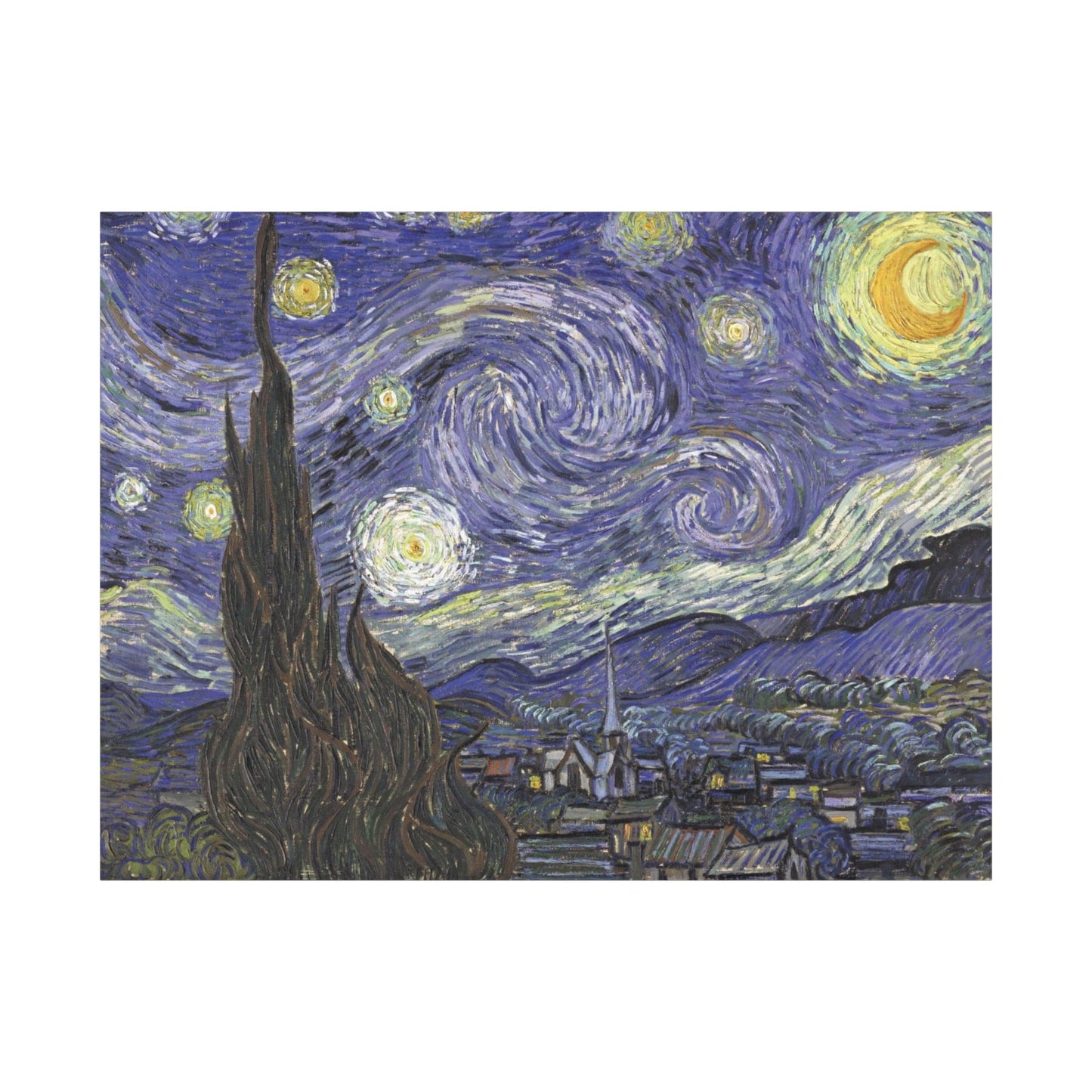 Canvas 48" x 36" (Horizontal) / 1.25" Starry Night by Vincent Van Gogh, Stretched Matte Canvas