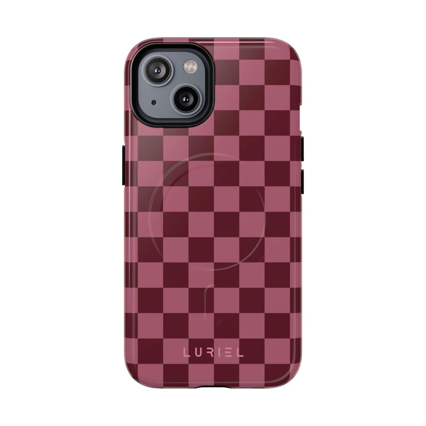 Phone Case iPhone 14 / Glossy Checkered Pink Tough Magsafe Case