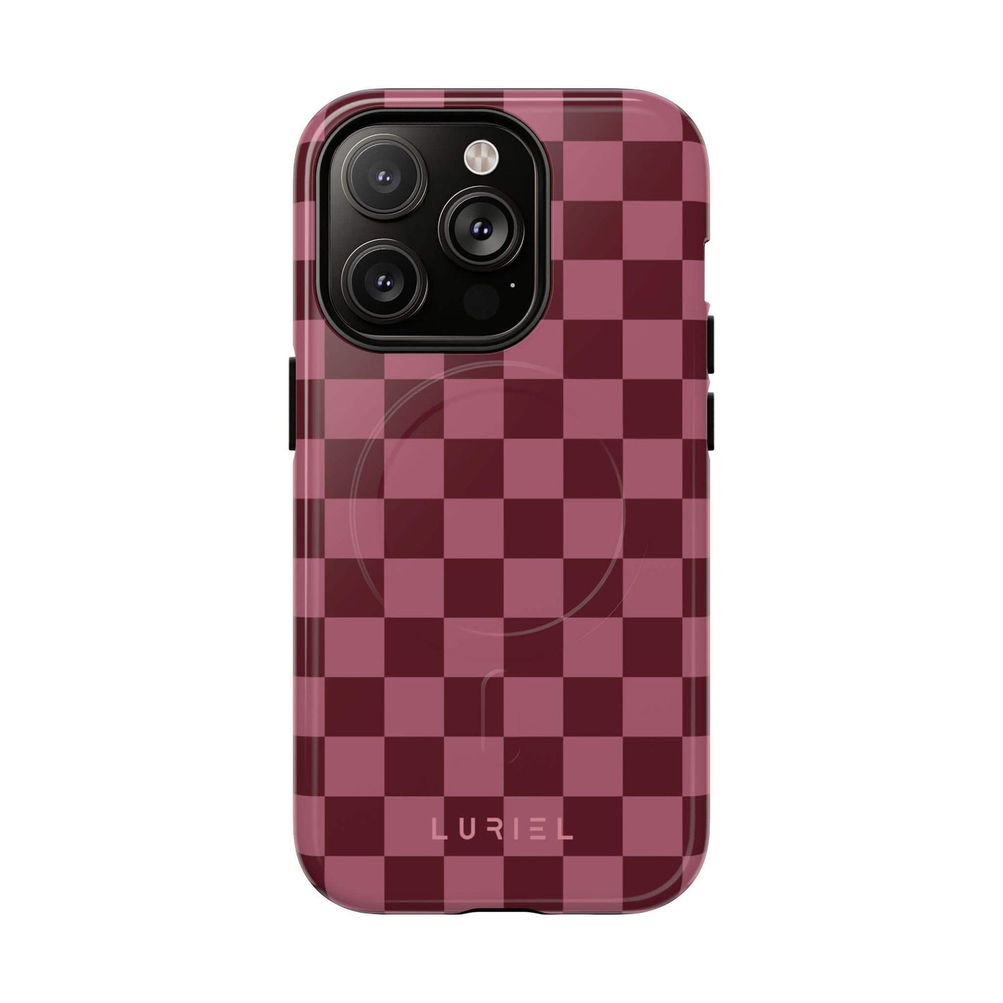 Phone Case iPhone 14 Pro / Glossy Checkered Pink Tough Magsafe Case
