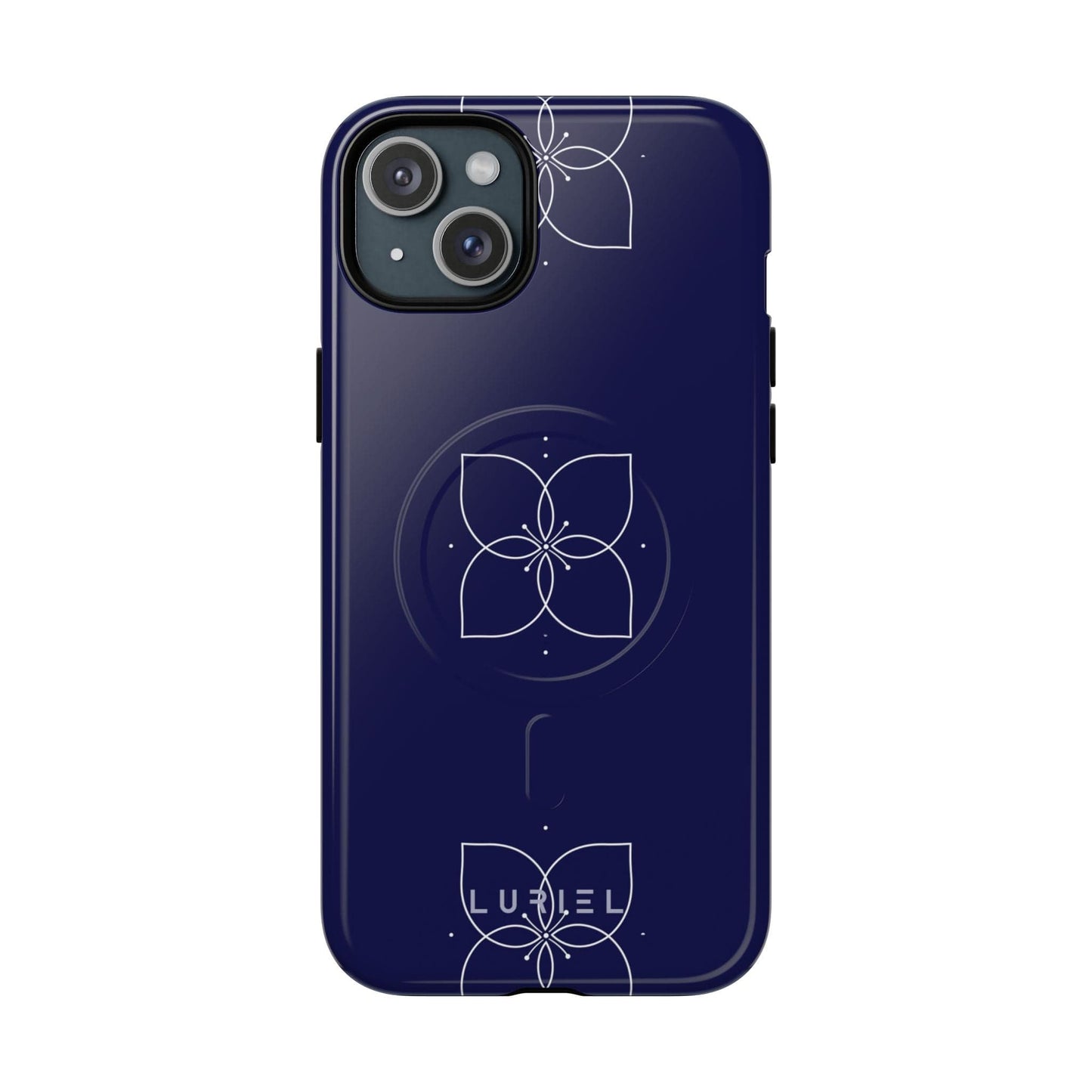 Phone Case iPhone 15 Plus / Glossy Blue Lotus Tough Magsafe Case