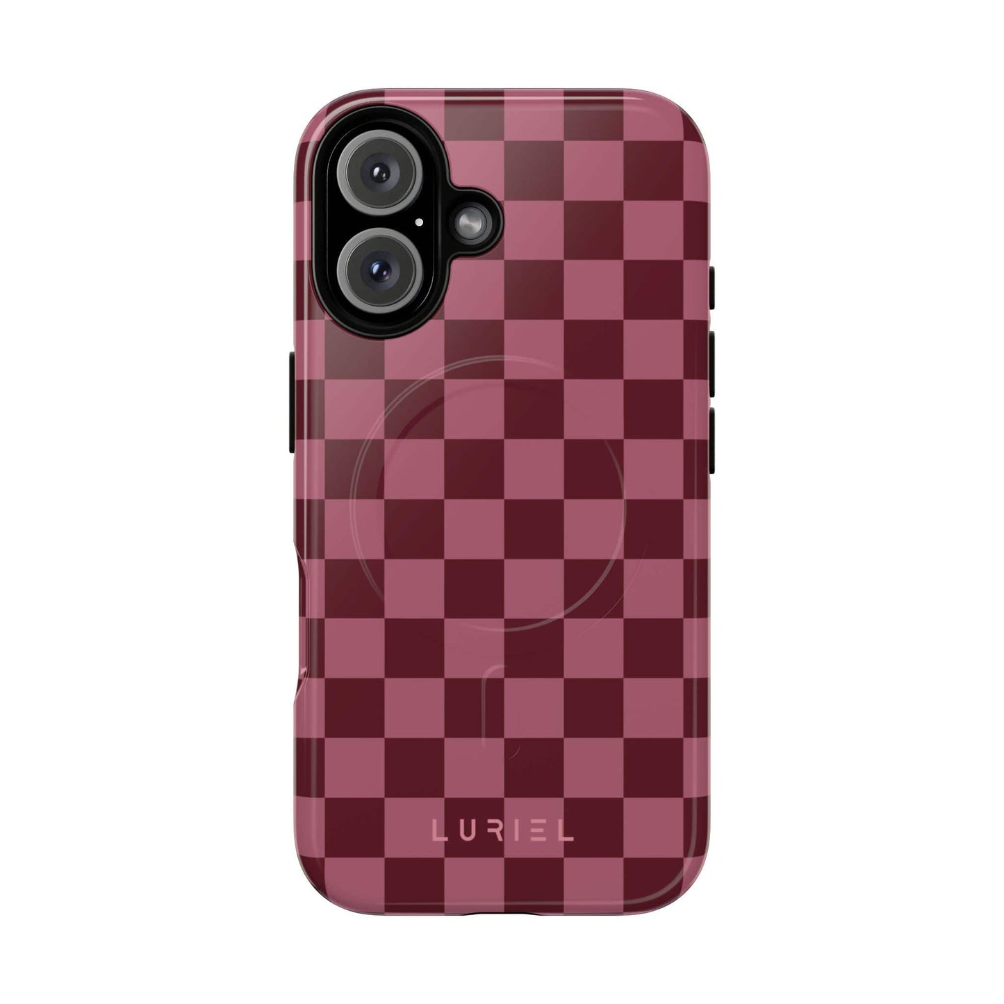 Phone Case iPhone 16 / Glossy Checkered Pink Tough Magsafe Case