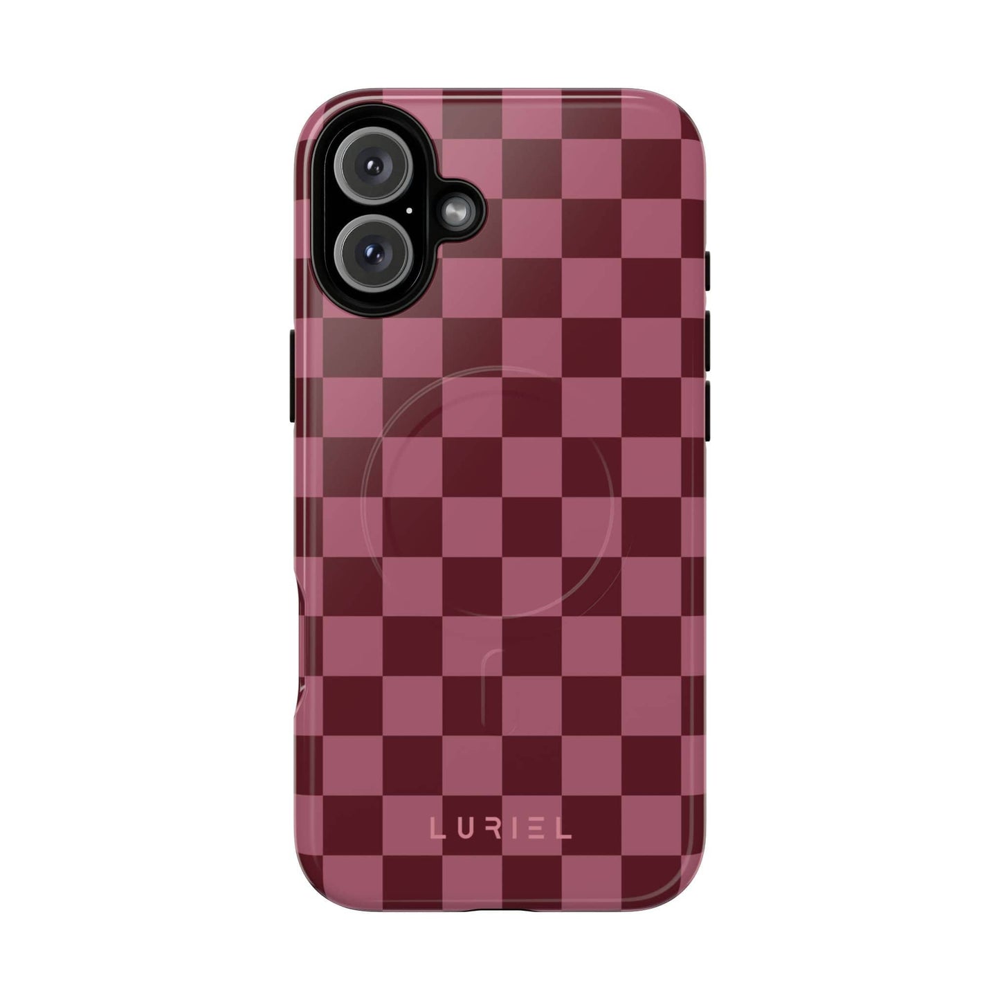 Phone Case iPhone 16 Plus / Glossy Checkered Pink Tough Magsafe Case