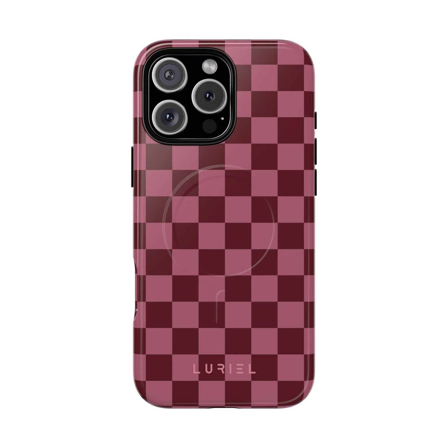 Phone Case iPhone 16 Pro Max / Glossy Checkered Pink Tough Magsafe Case