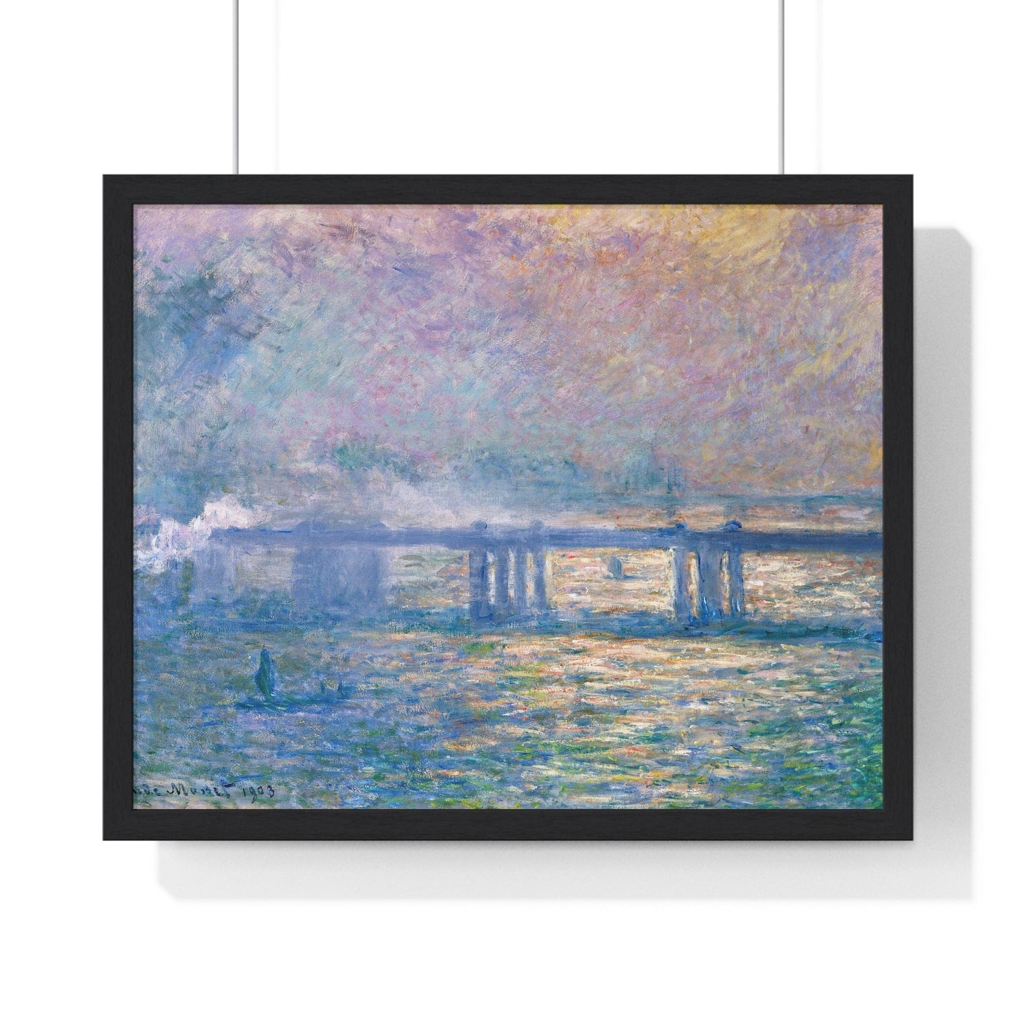 Poster 20" x 16" / Black Charing Cross Bridge (1903) by Claude Monet, Framed Print