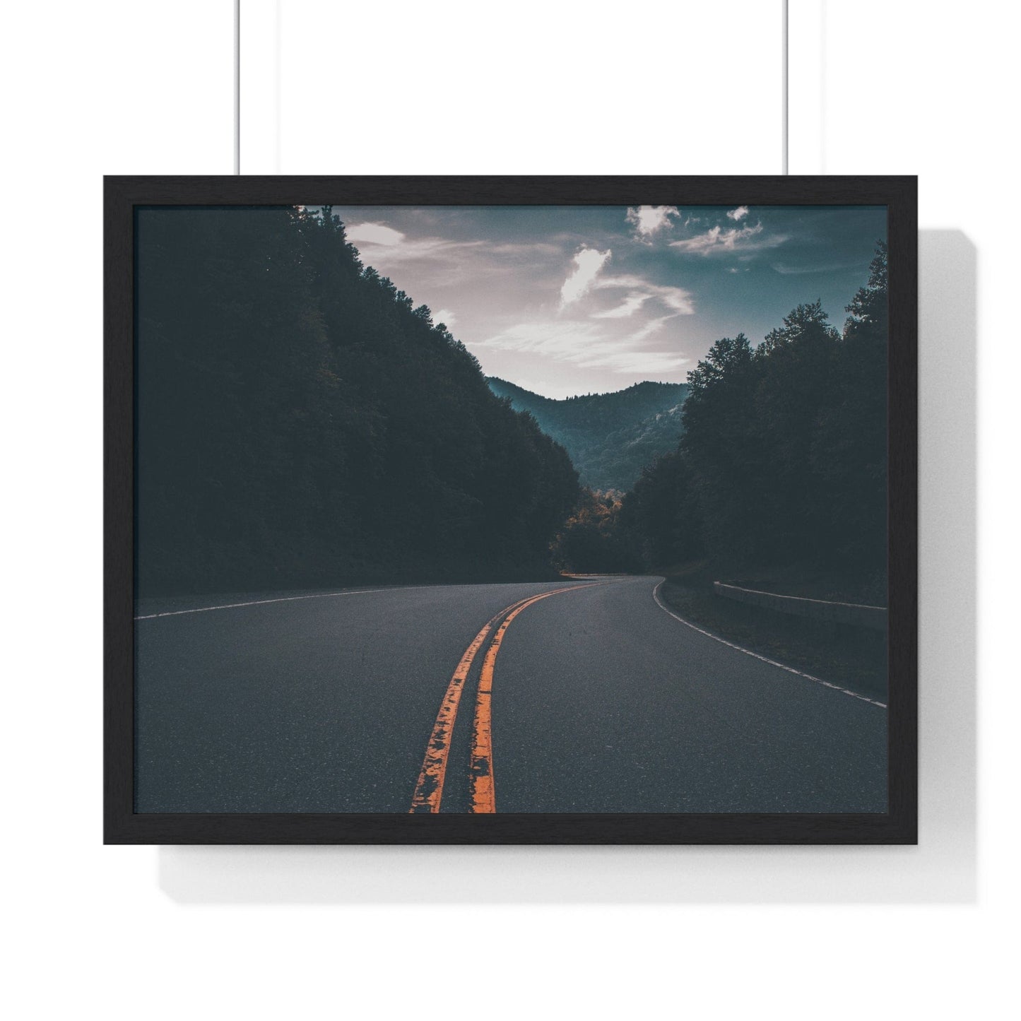Poster 20" x 16" / Black Great Smoky Mountains Road, US, Framed Print