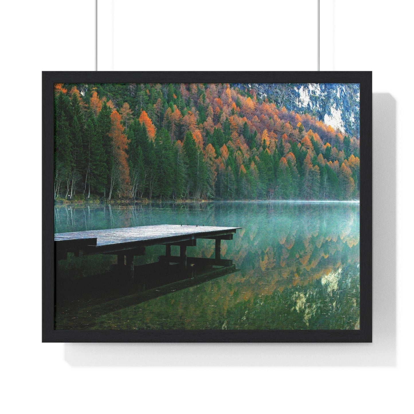 Poster 20" x 16" / Black Northern Lakes Pier, Framed Print