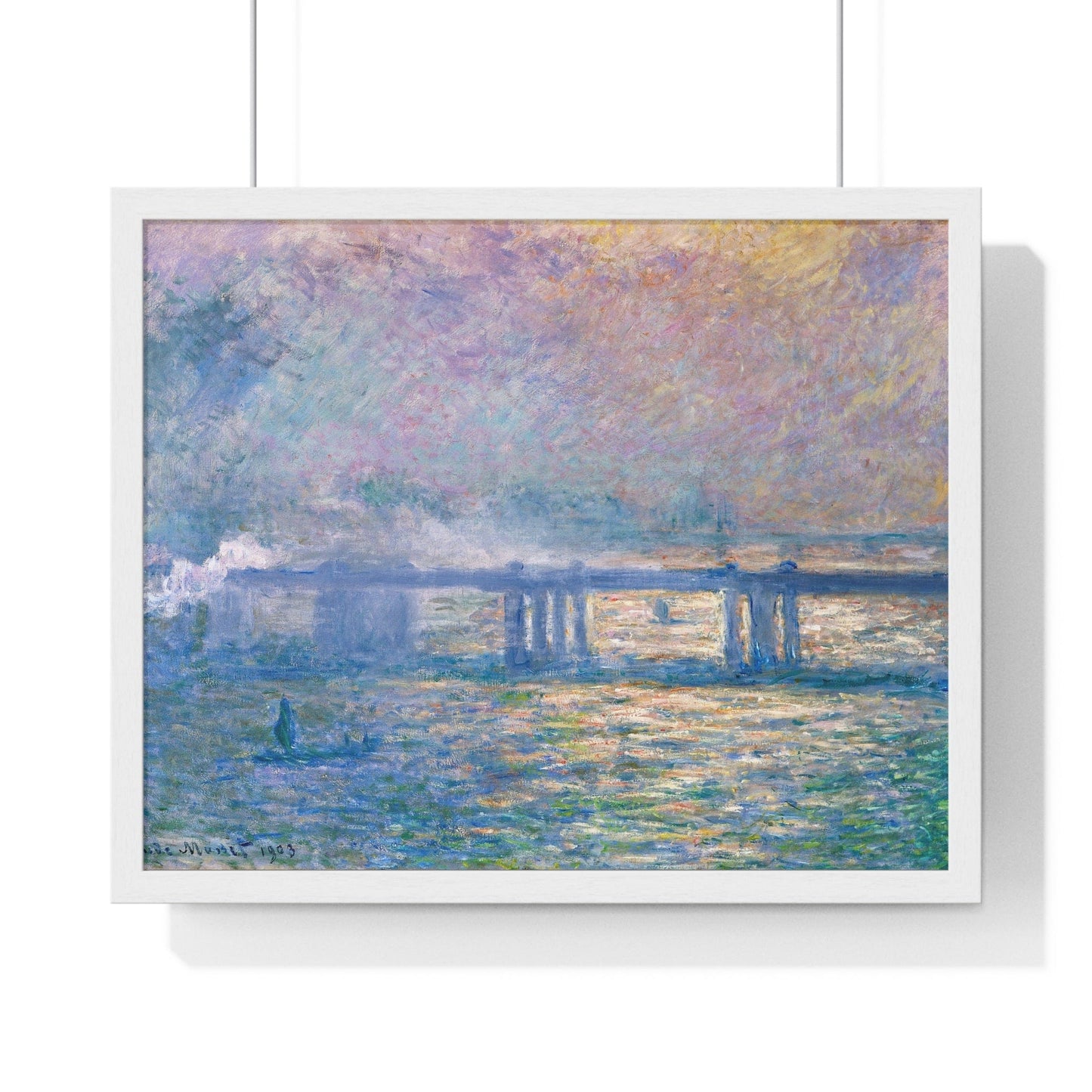 Poster 20" x 16" / White Charing Cross Bridge (1903) by Claude Monet, Framed Print