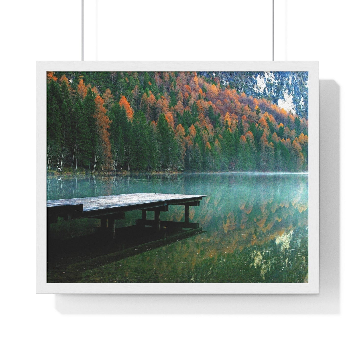 Poster 20" x 16" / White Northern Lakes Pier, Framed Print