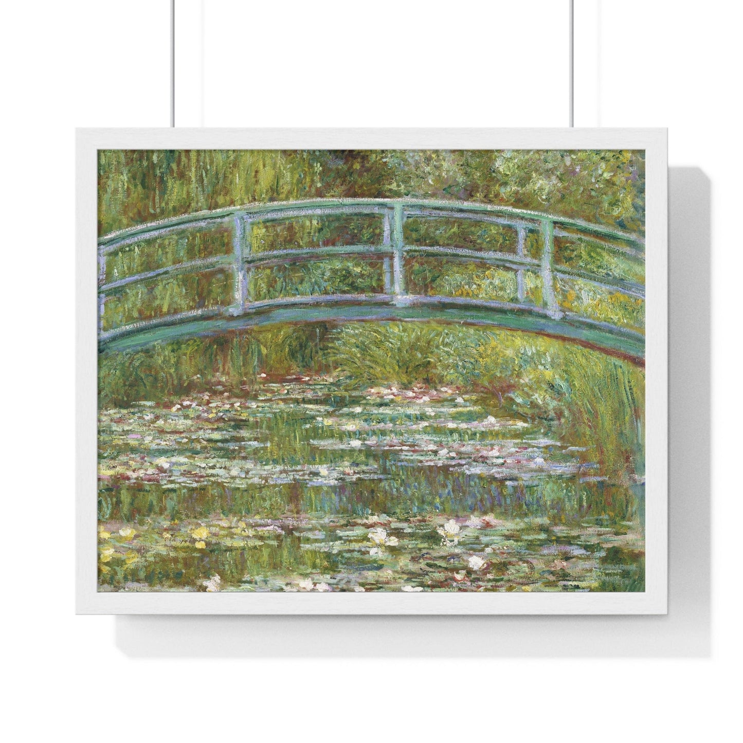 Poster 20" x 16" / White Water Lillies Japanese Bridge by Claude Monet, Framed Print