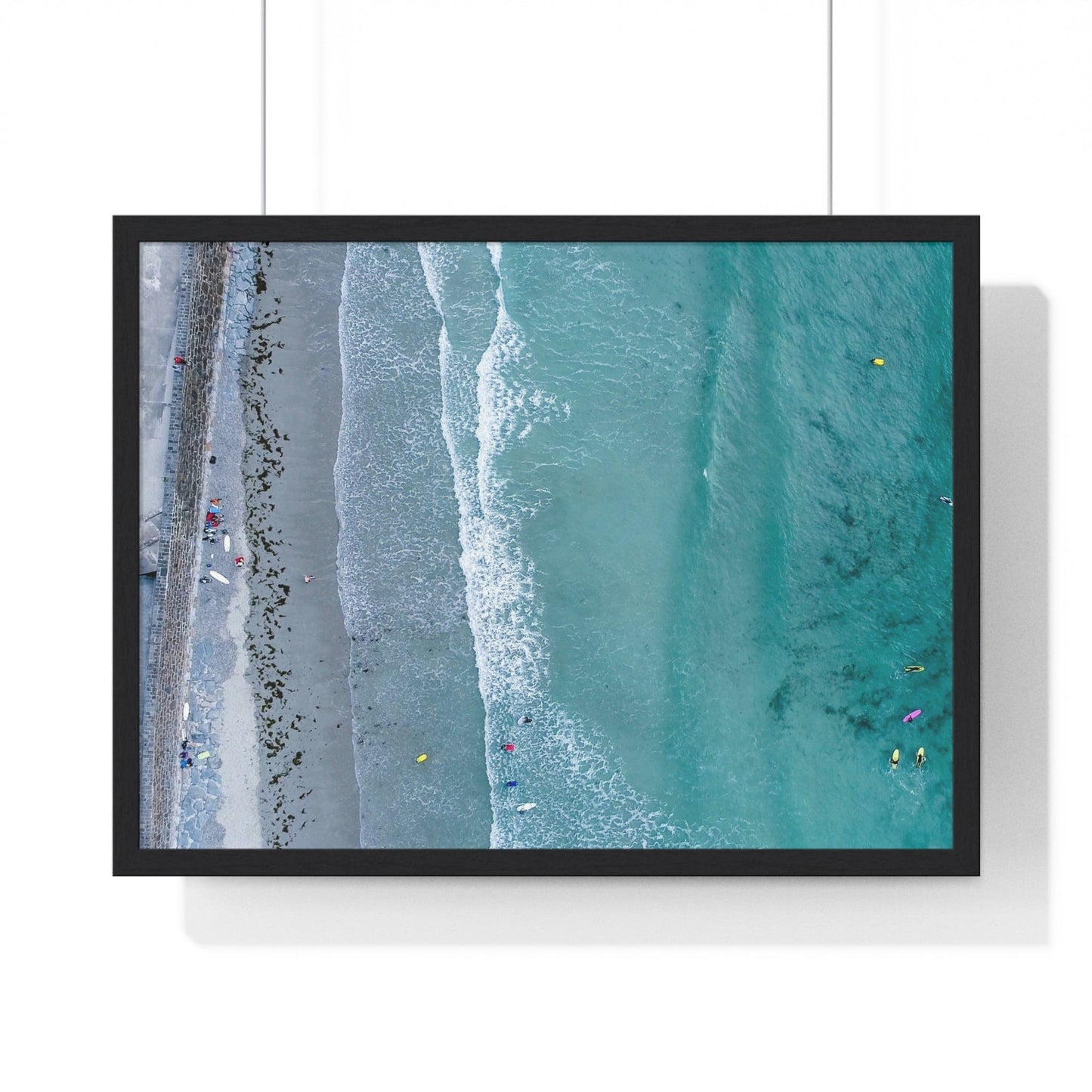 Poster 24″ x 18″ / Black Aerial View Of The Ocean, Framed Print