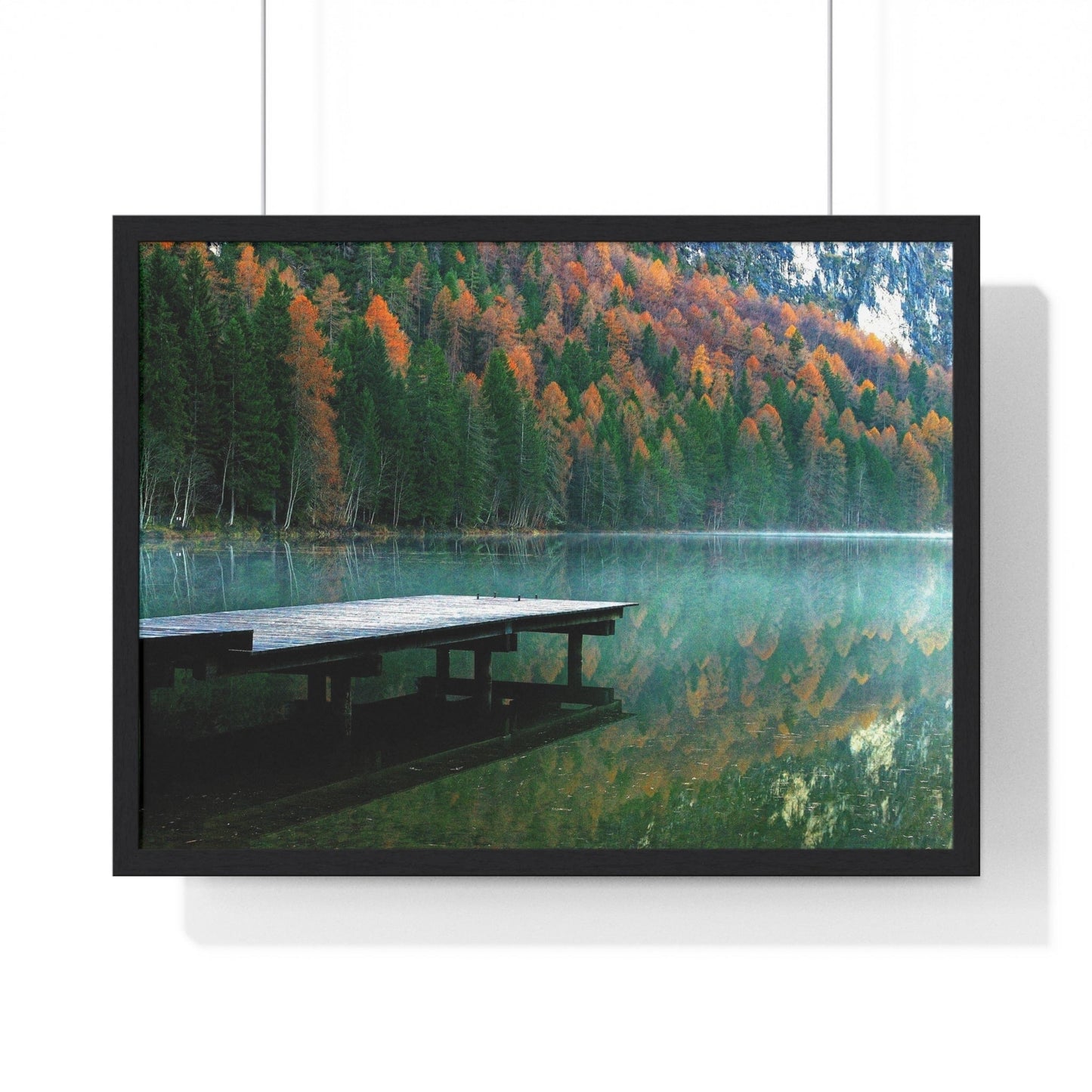 Poster 24″ x 18″ / Black Northern Lakes Pier, Framed Print