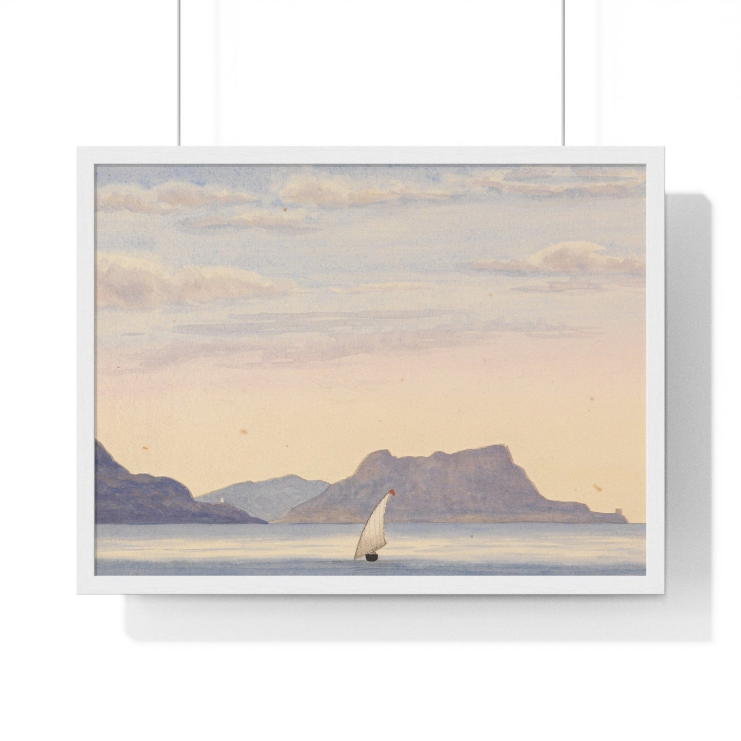 Poster 24″ x 18″ / White Cabrita Point - Rock of Gibraltar, Framed Print