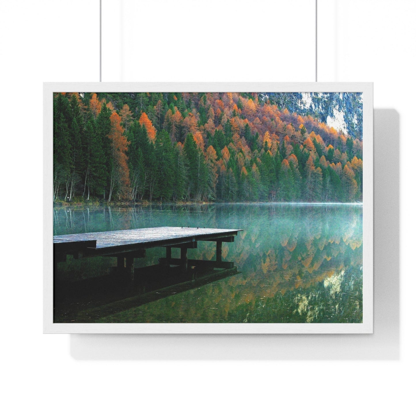 Poster 24″ x 18″ / White Northern Lakes Pier, Framed Print