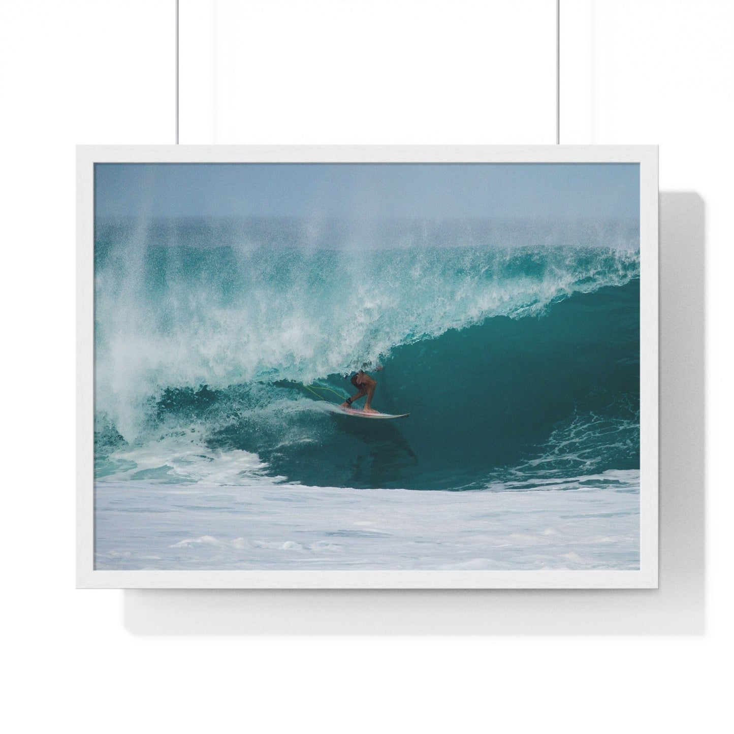 Poster 24″ x 18″ / White Surfer In Pipe, Framed Print