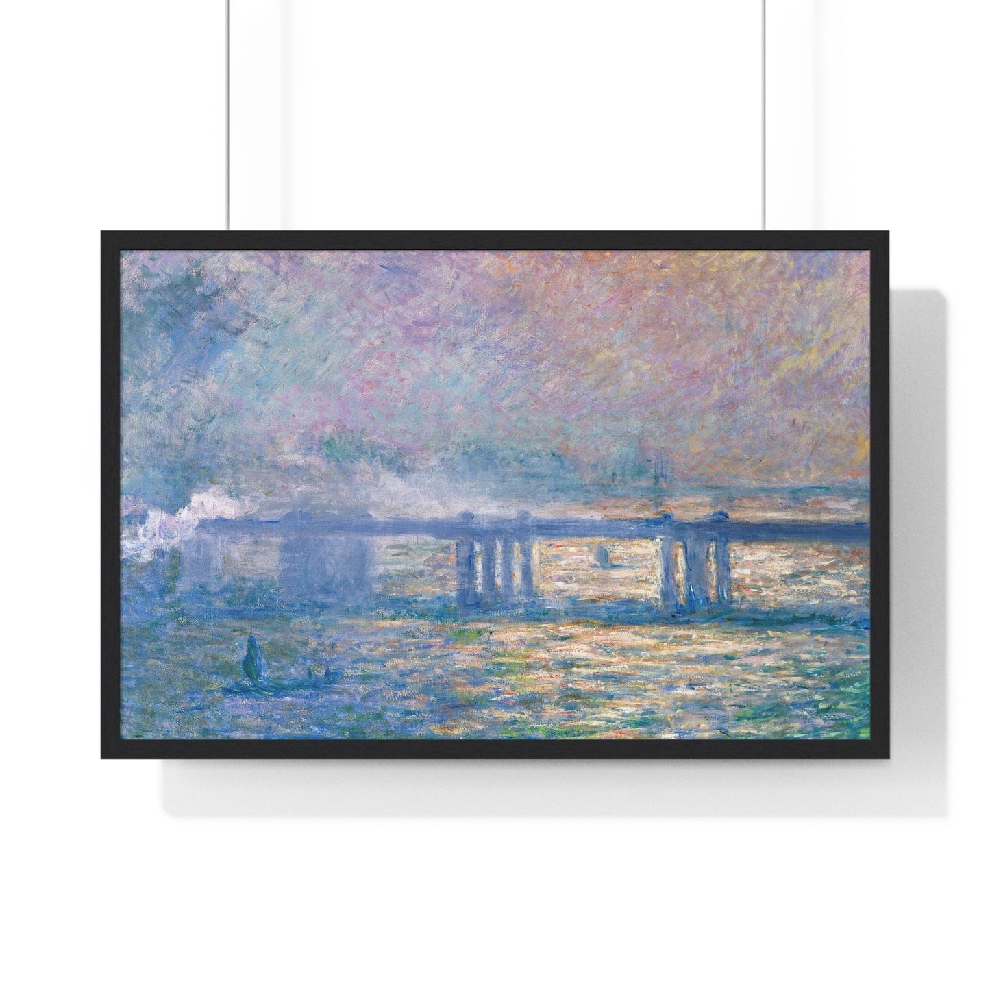 Poster 30" x 20" / Black Charing Cross Bridge (1903) by Claude Monet, Framed Print